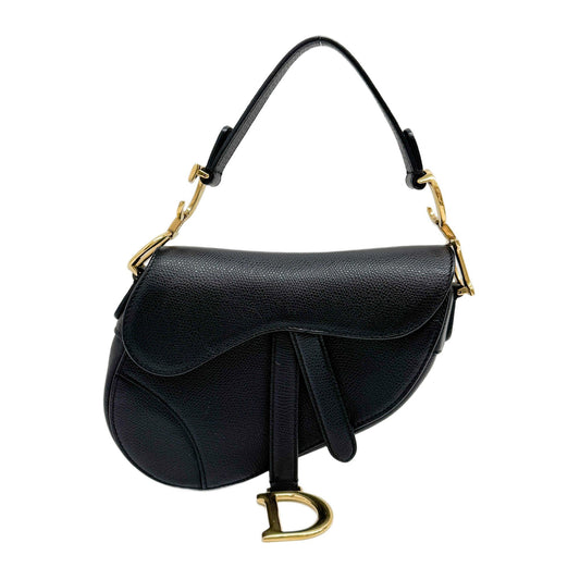 Mini Saddle Black Leather Hand Bag