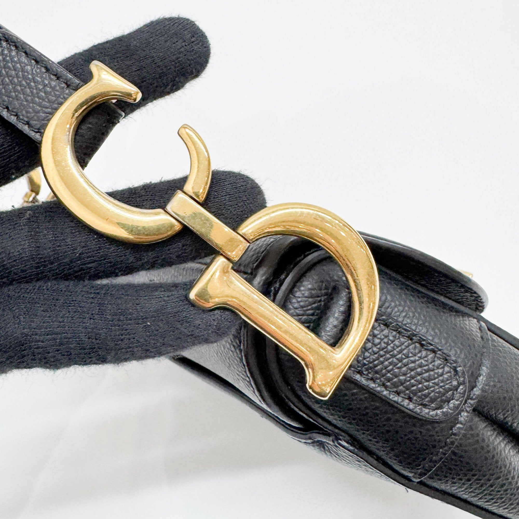 Mini Saddle Black Leather Hand Bag