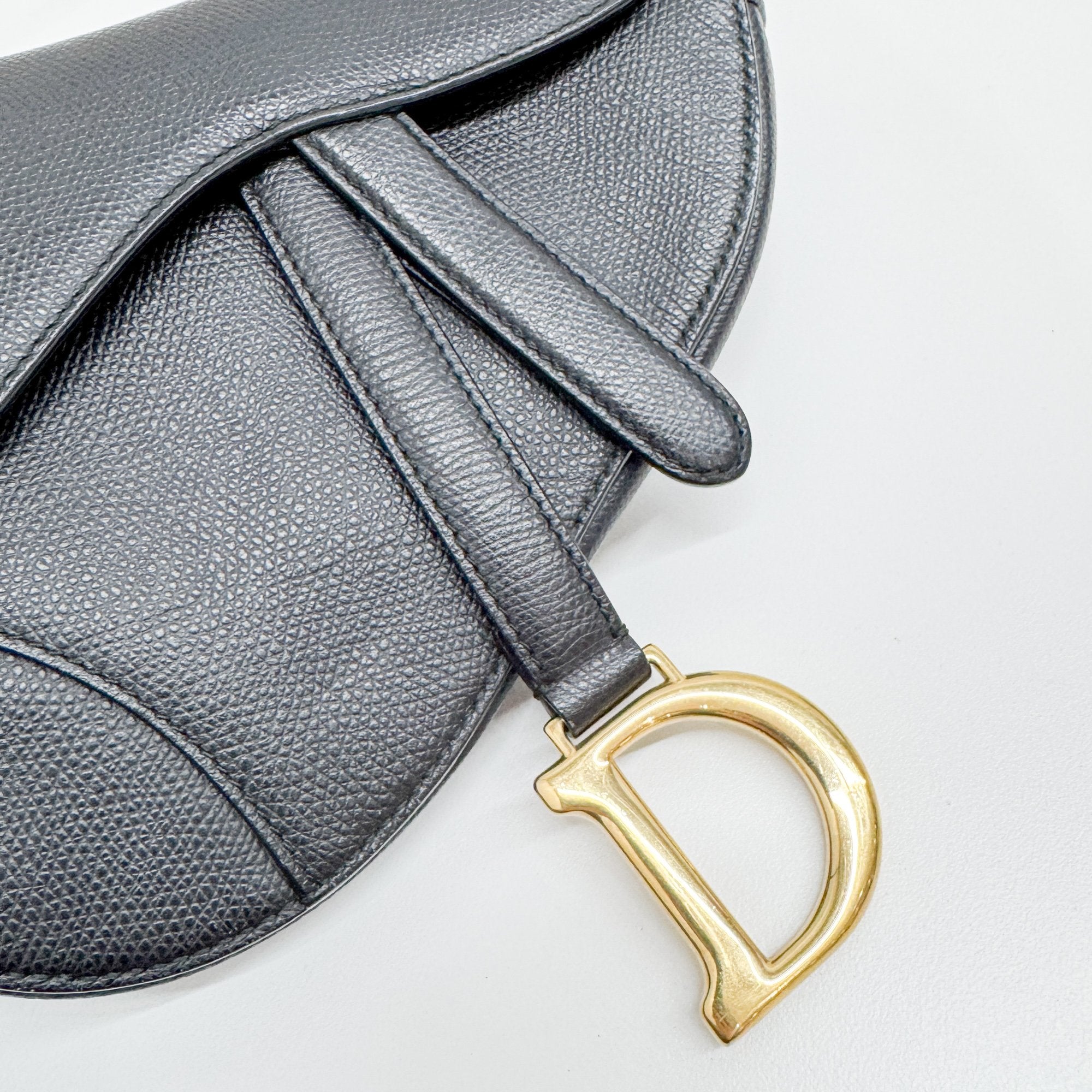 Mini Saddle Black Leather Hand Bag