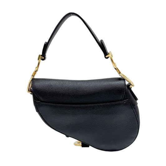 Mini Saddle Black Leather Hand Bag