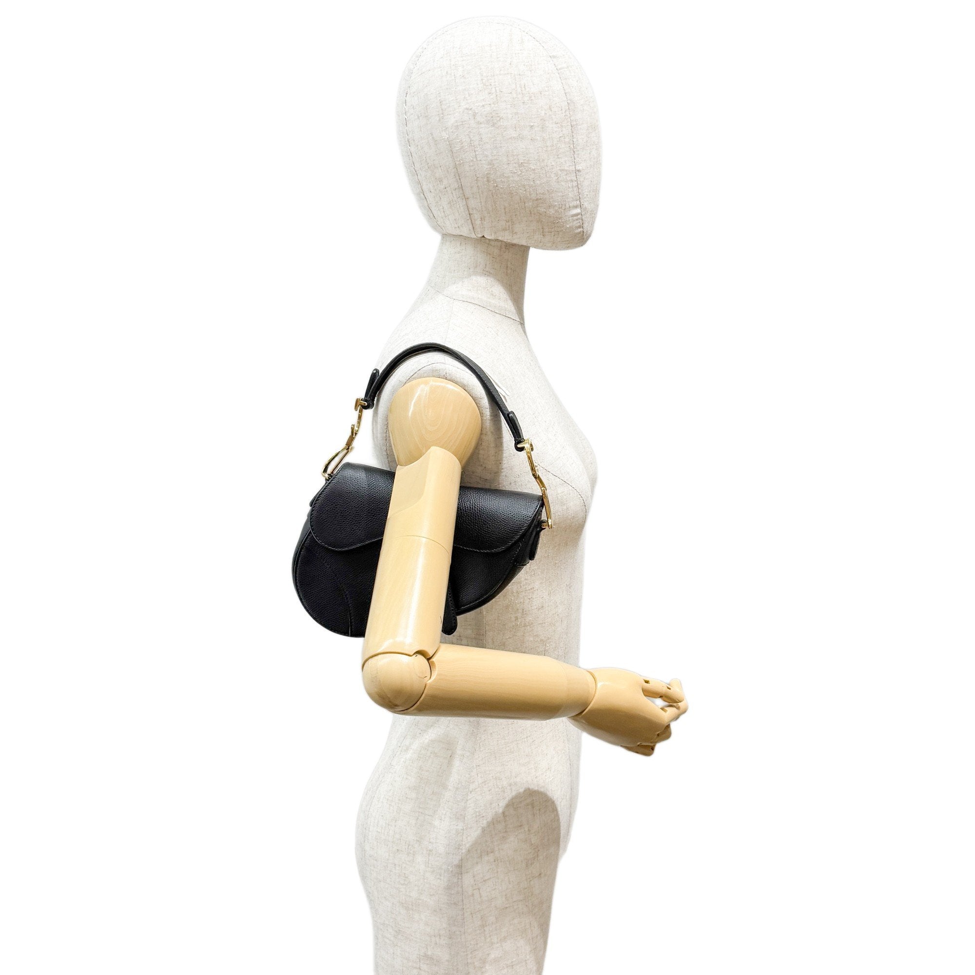 Mini Saddle Black Leather Hand Bag