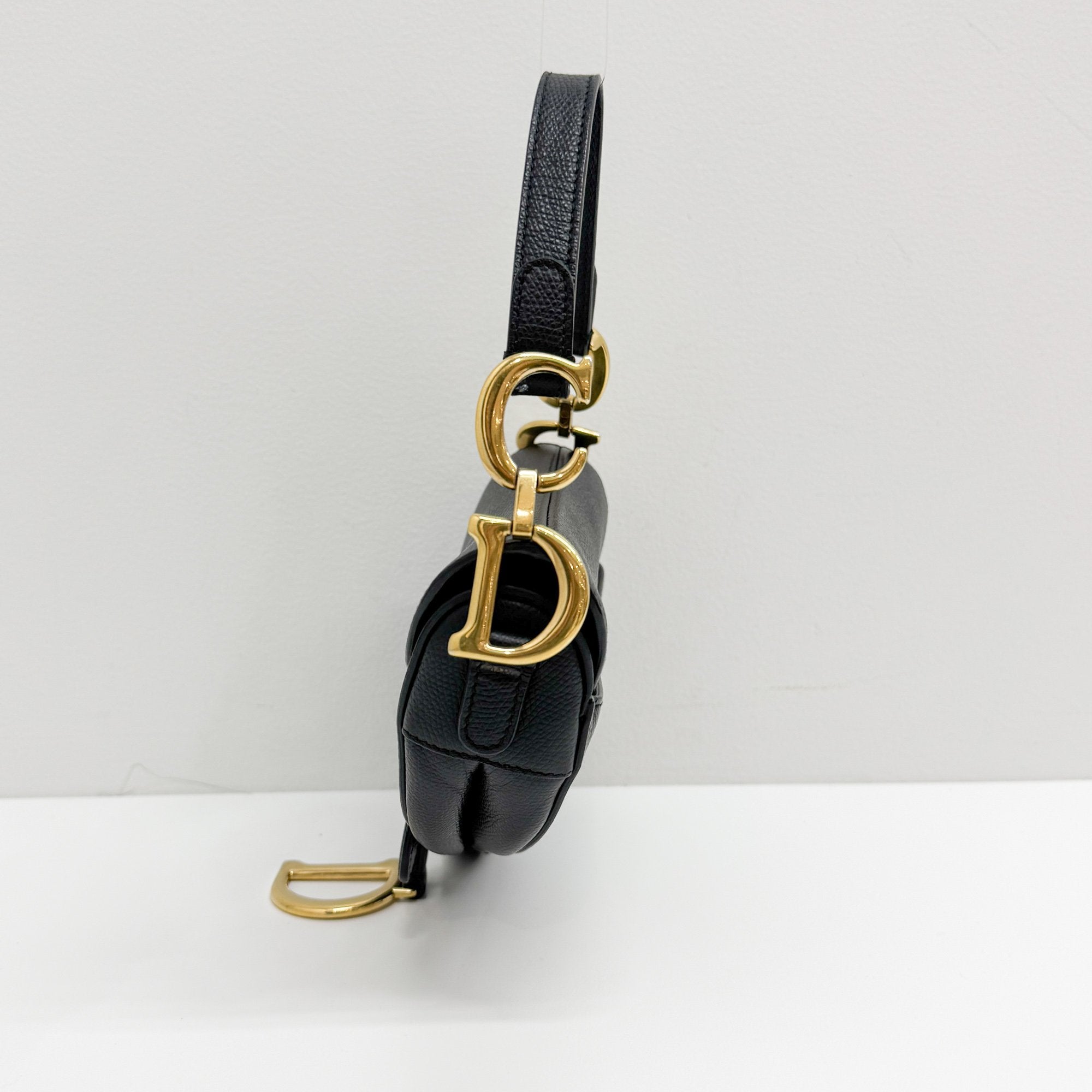 Mini Saddle Black Leather Hand Bag