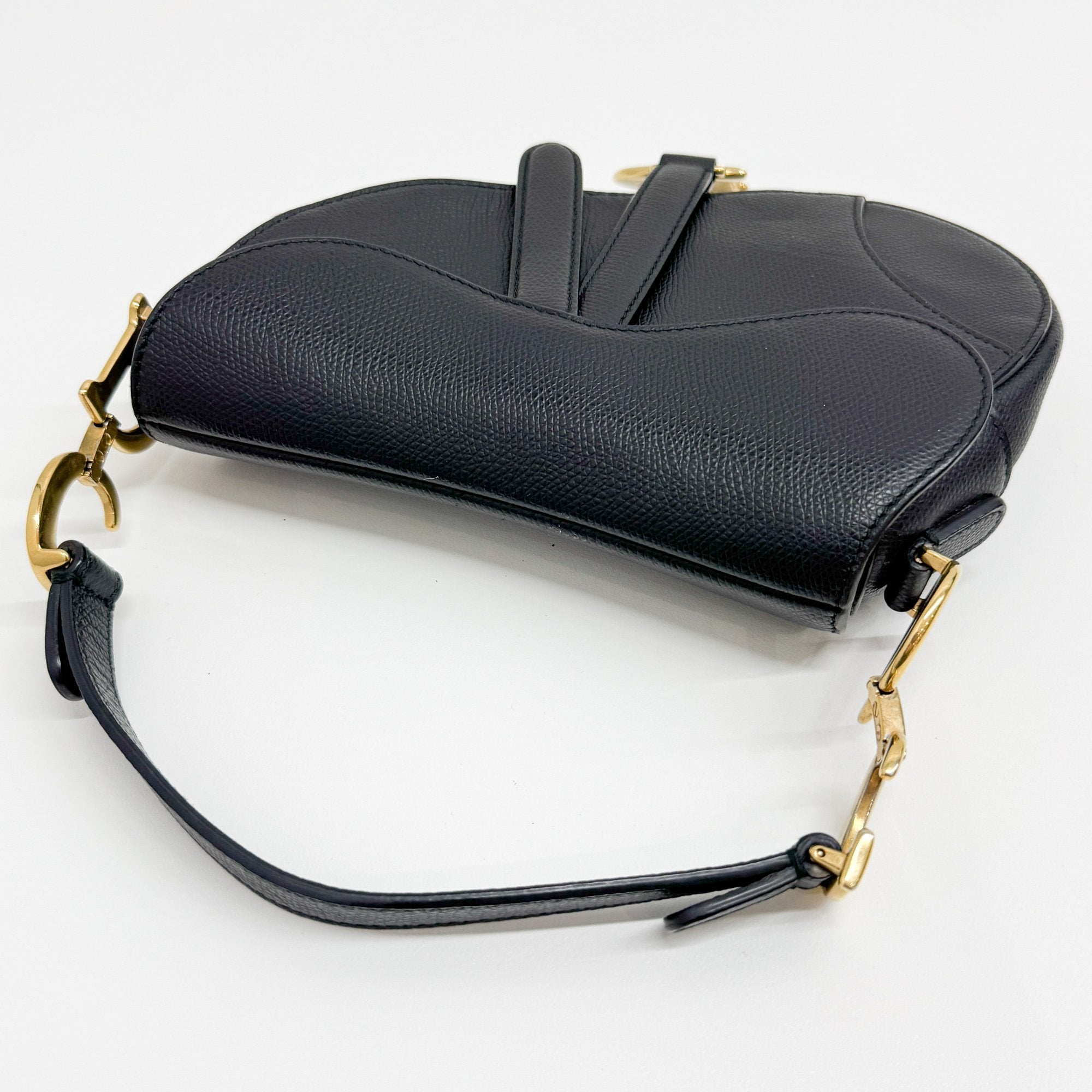 Mini Saddle Black Leather Hand Bag