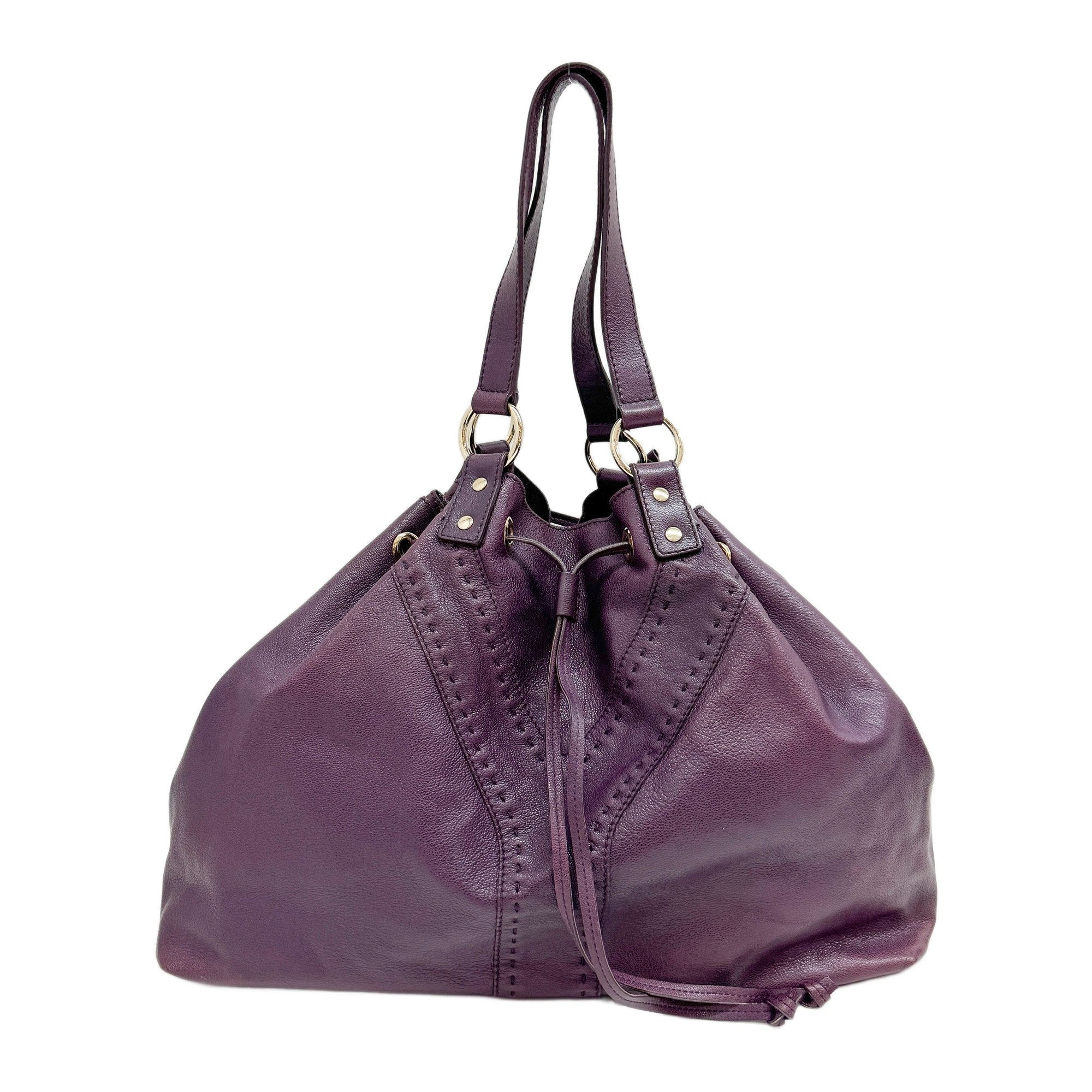 Vintage Purple Leather Shoulder Bag