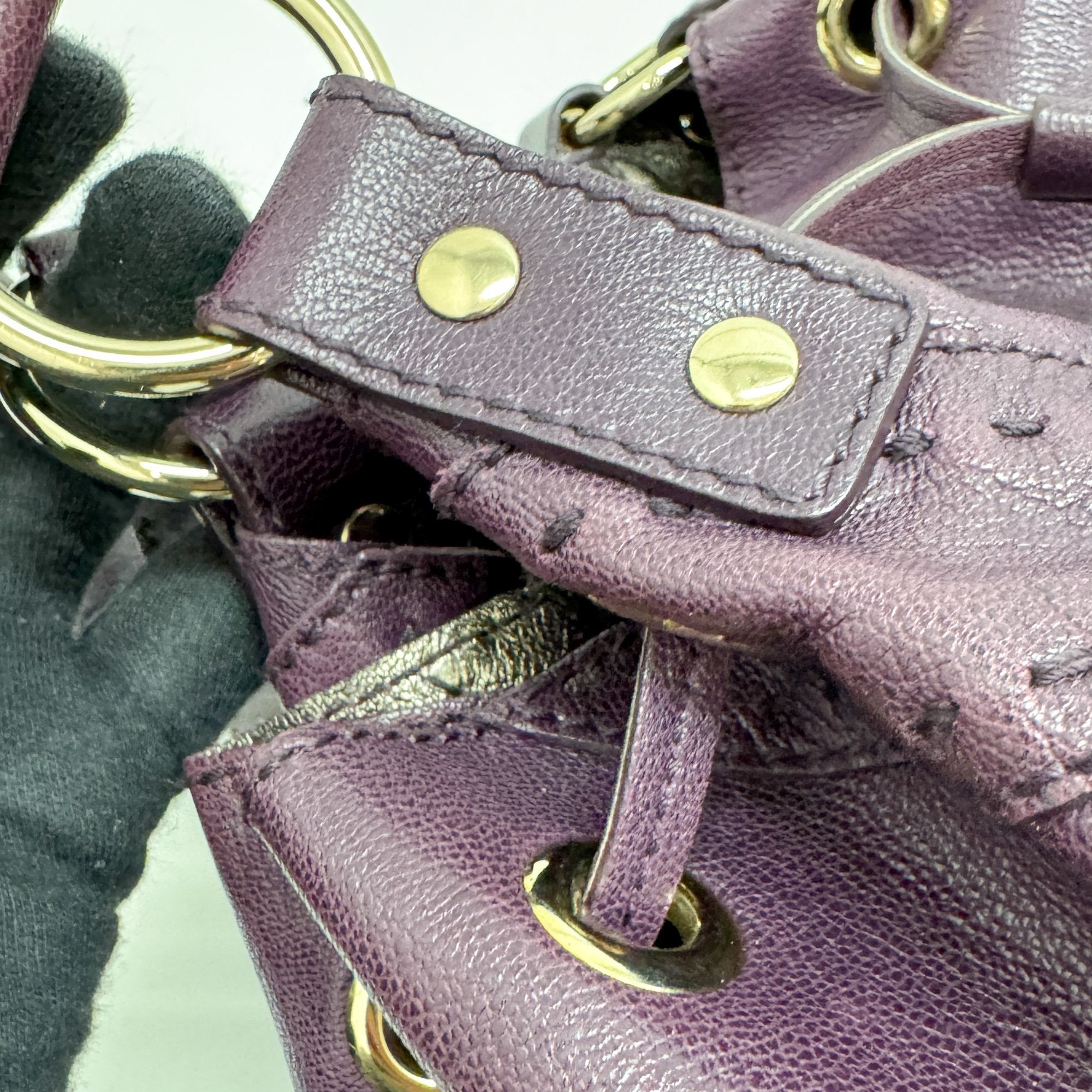 Vintage Purple Leather Shoulder Bag