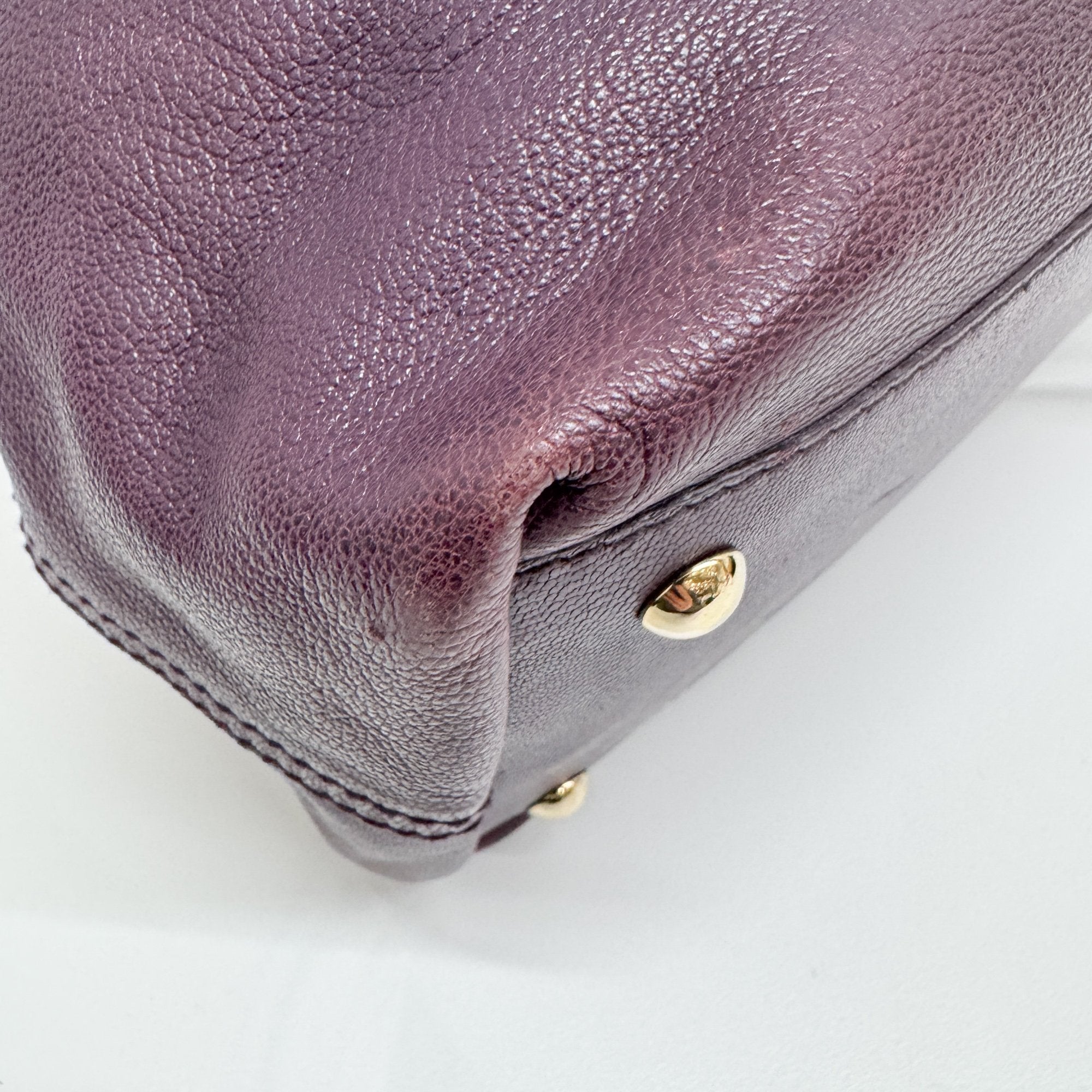Vintage Purple Leather Shoulder Bag