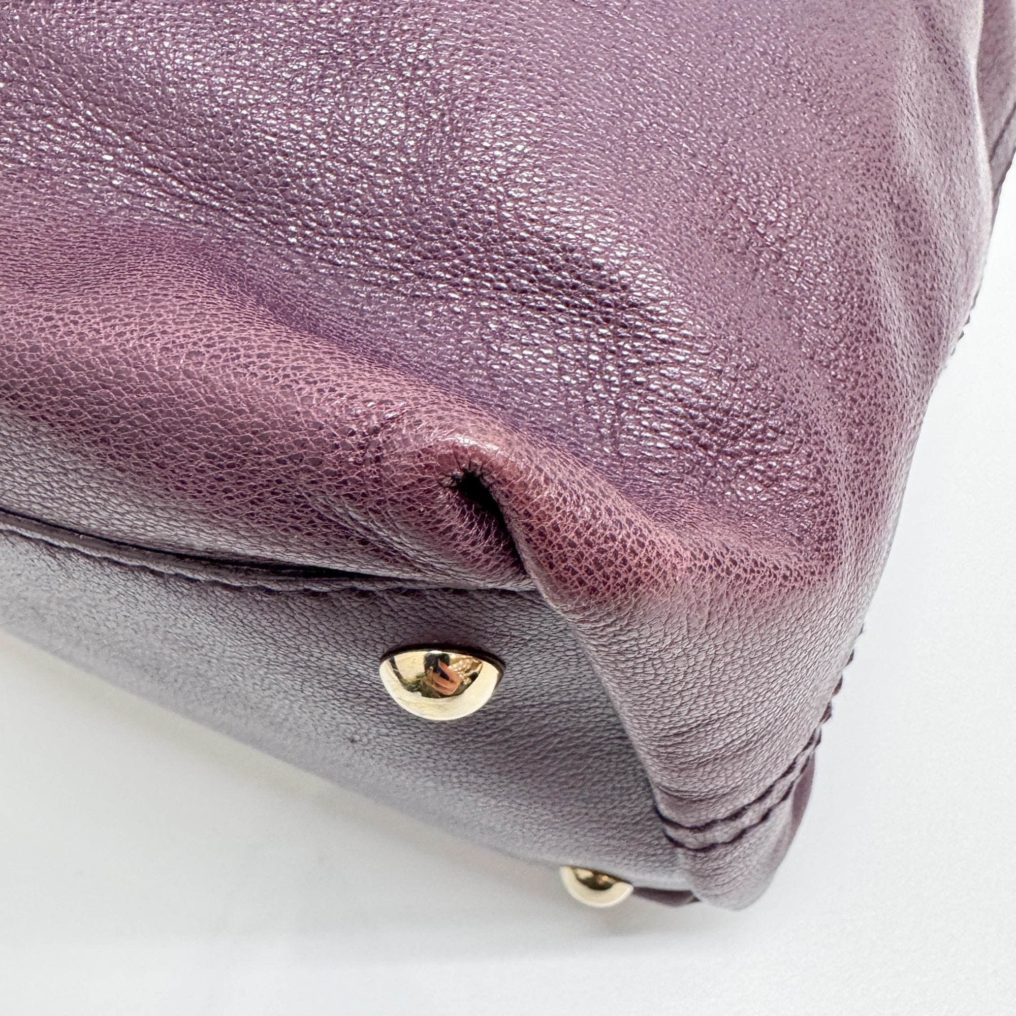 Vintage Purple Leather Shoulder Bag