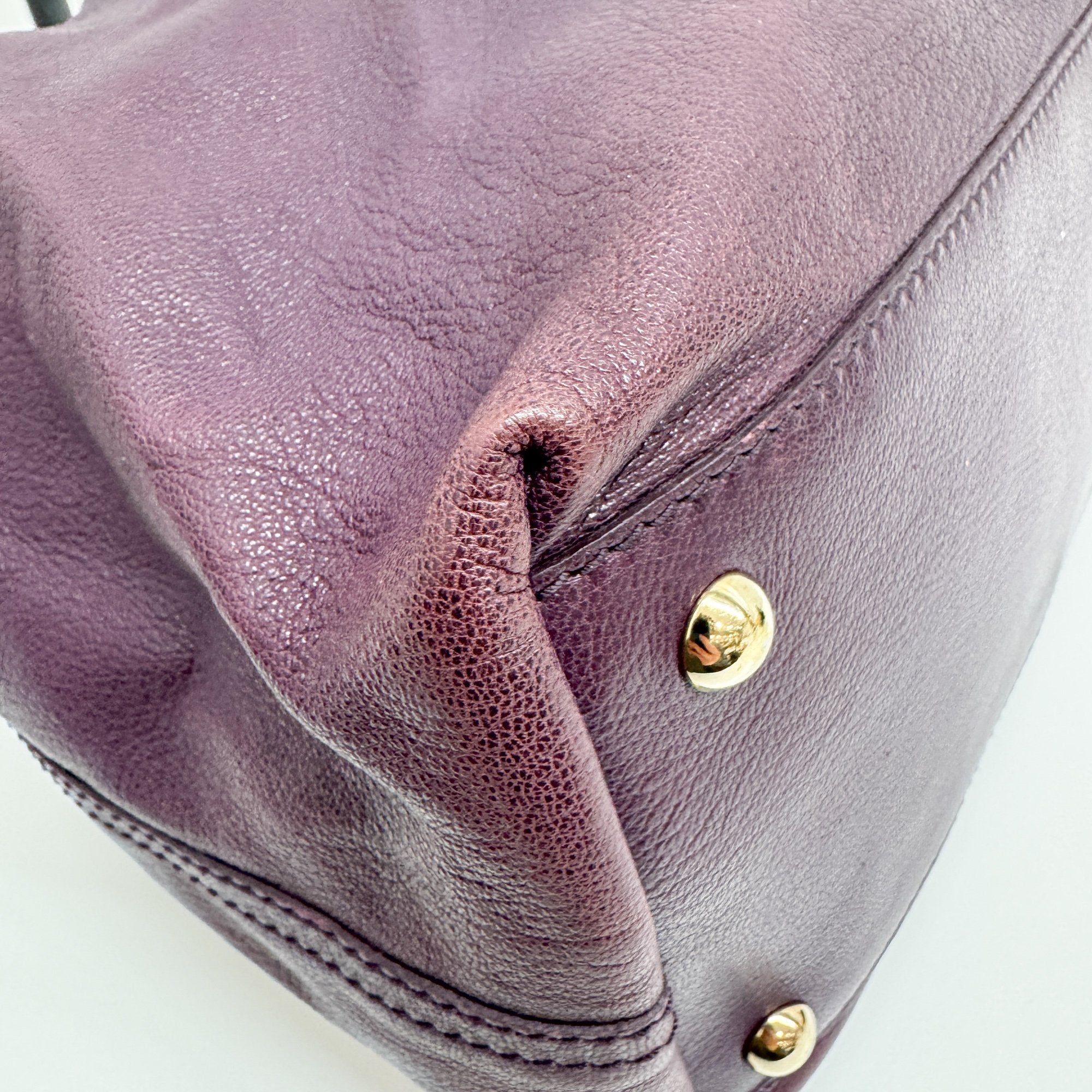 Vintage Purple Leather Shoulder Bag
