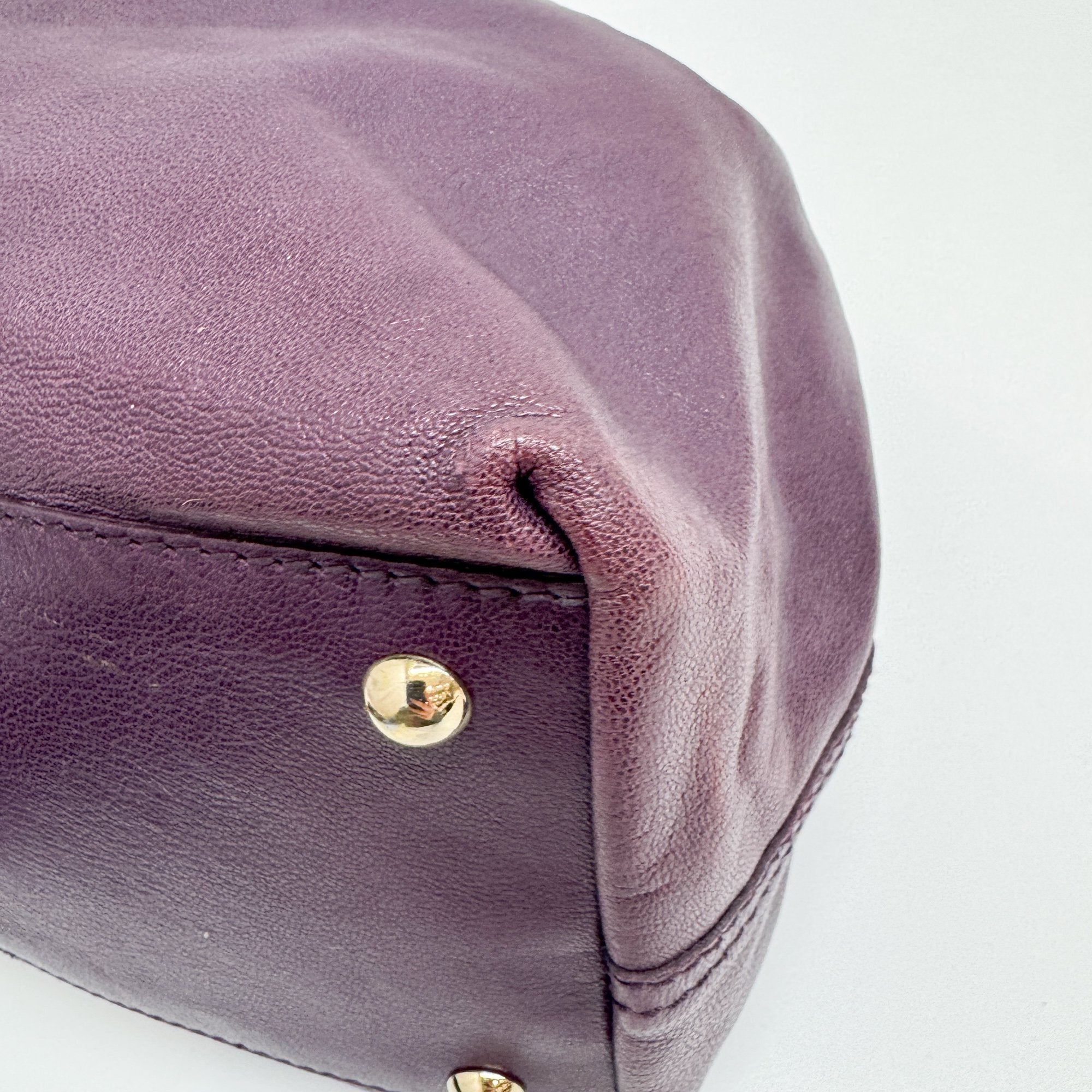 Vintage Purple Leather Shoulder Bag