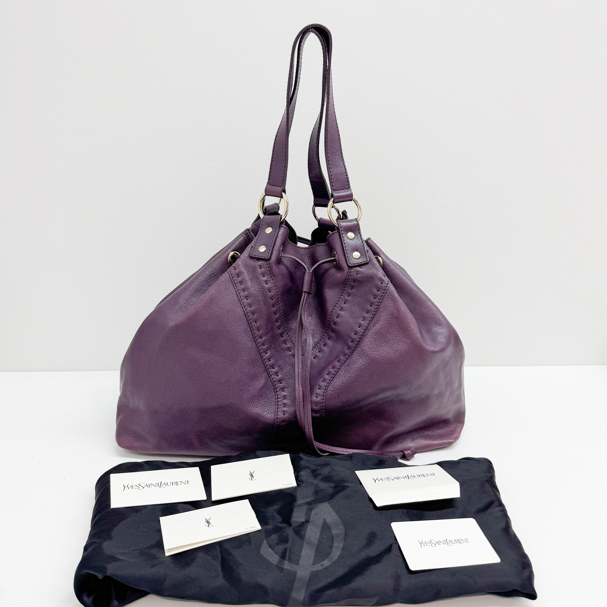 Vintage Purple Leather Shoulder Bag