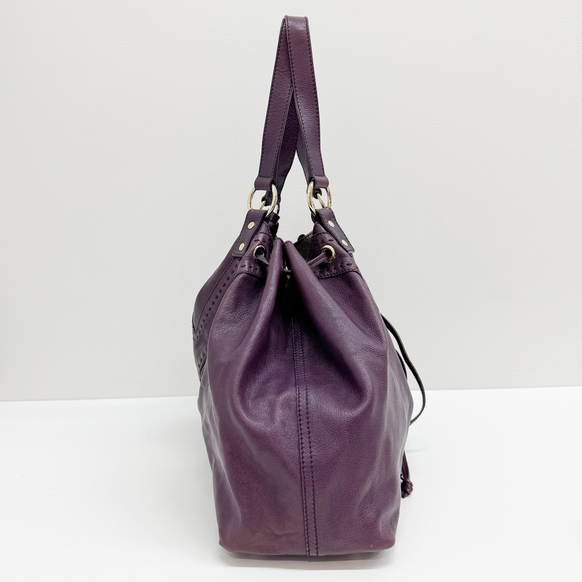 Vintage Purple Leather Shoulder Bag