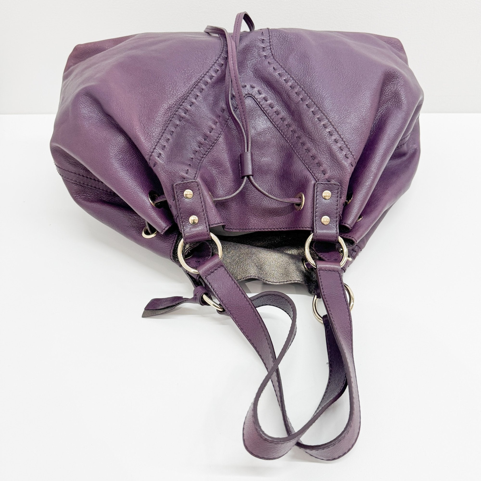 Vintage Purple Leather Shoulder Bag