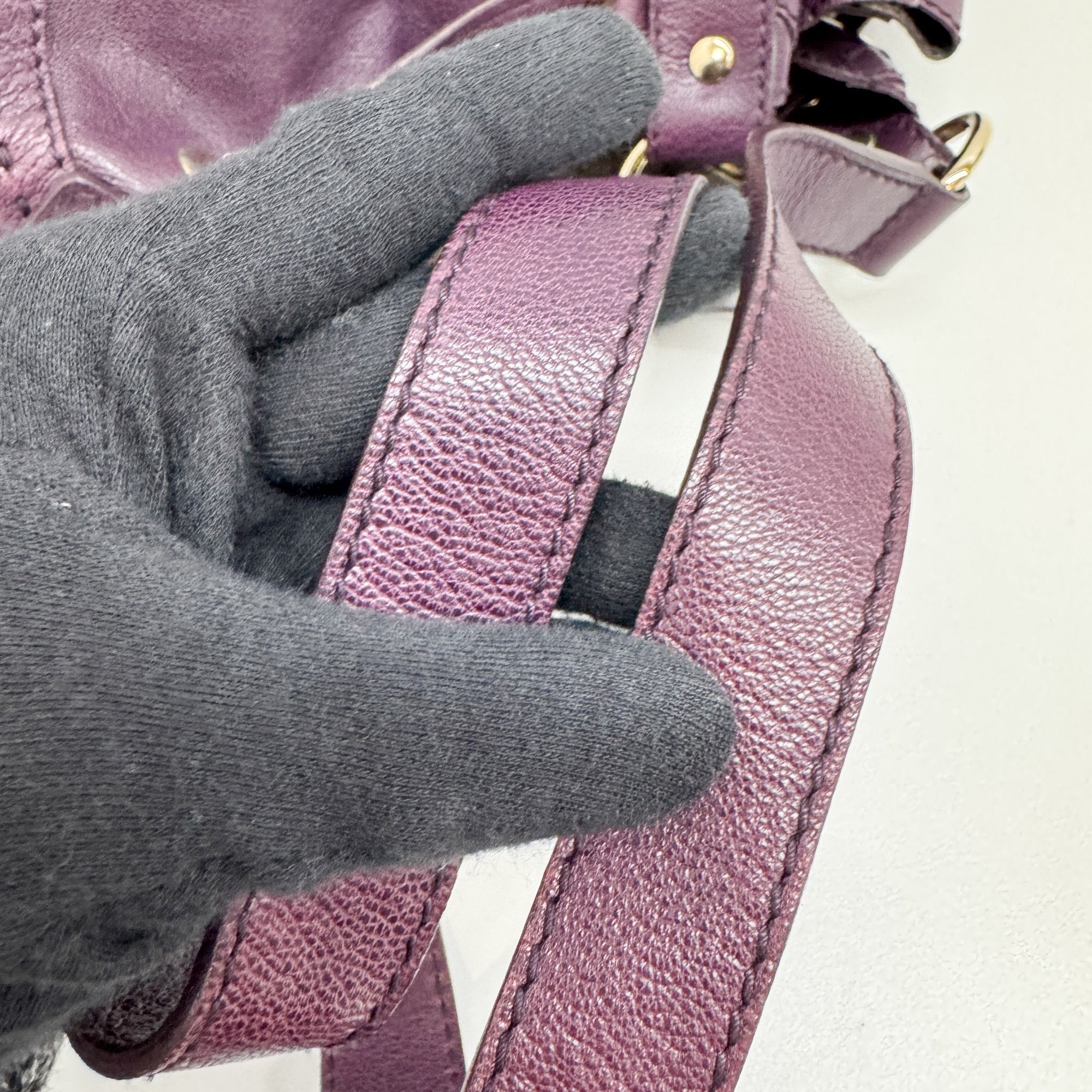Vintage Purple Leather Shoulder Bag