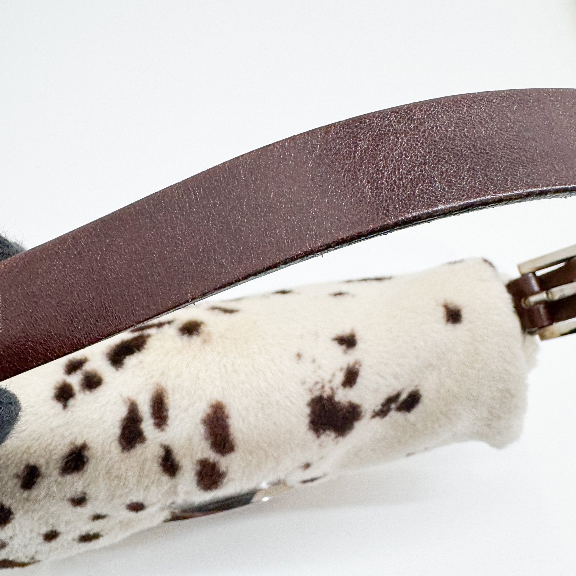 Baguette White Dalmation Print Fur Shoulder Bag