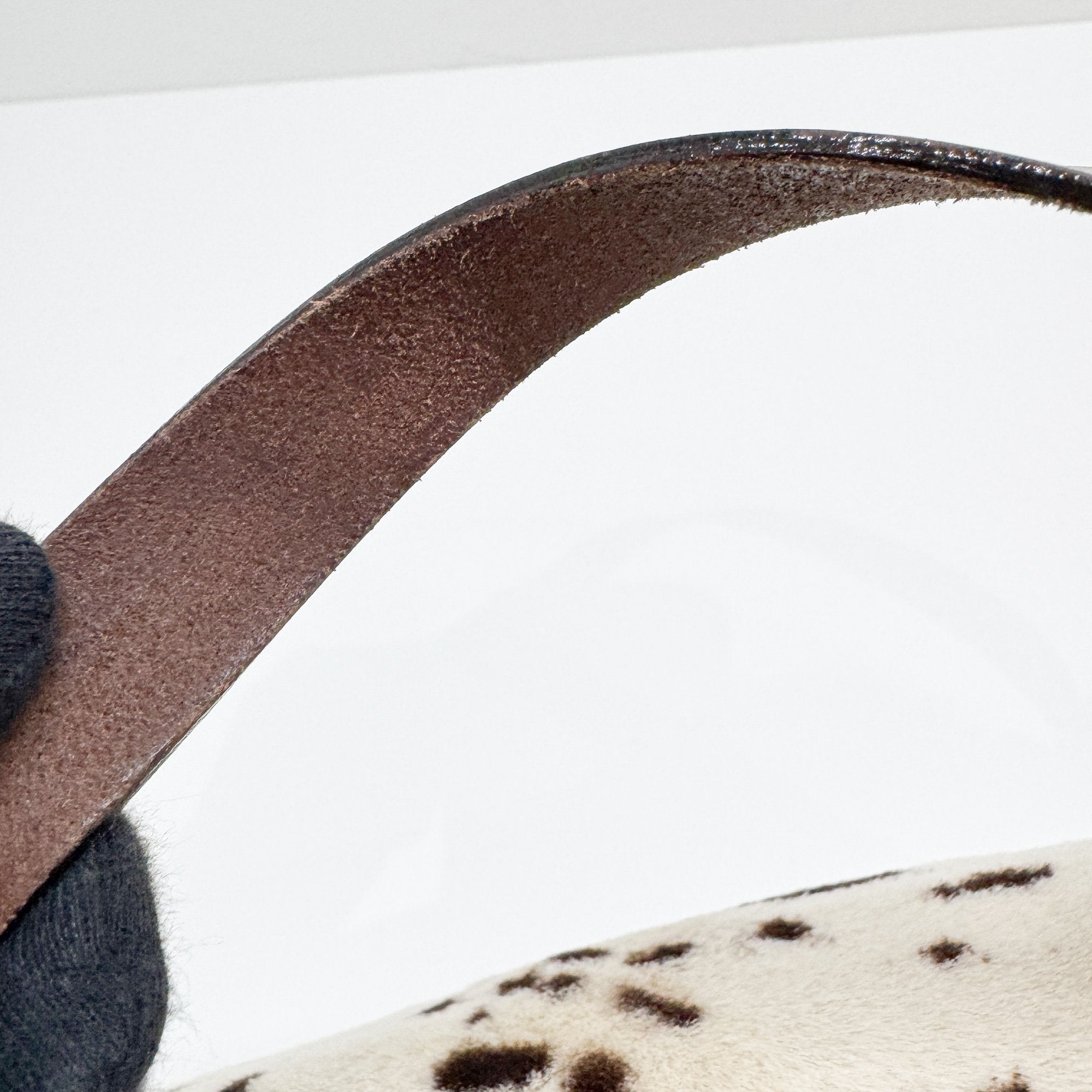 Baguette White Dalmation Print Fur Shoulder Bag