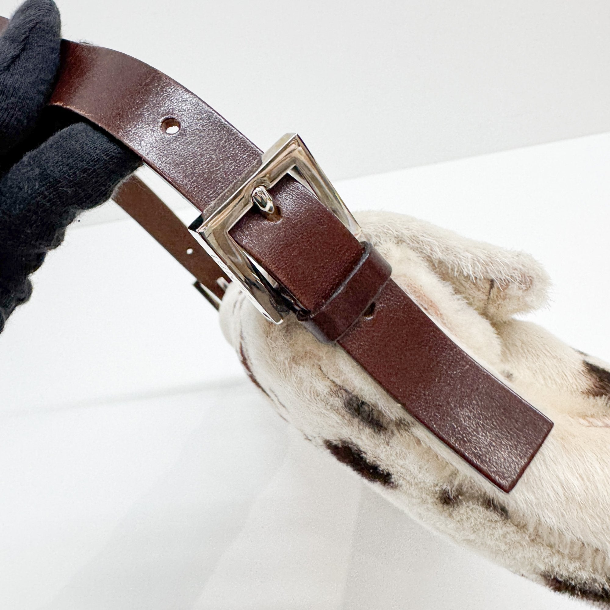 Baguette White Dalmation Print Fur Shoulder Bag