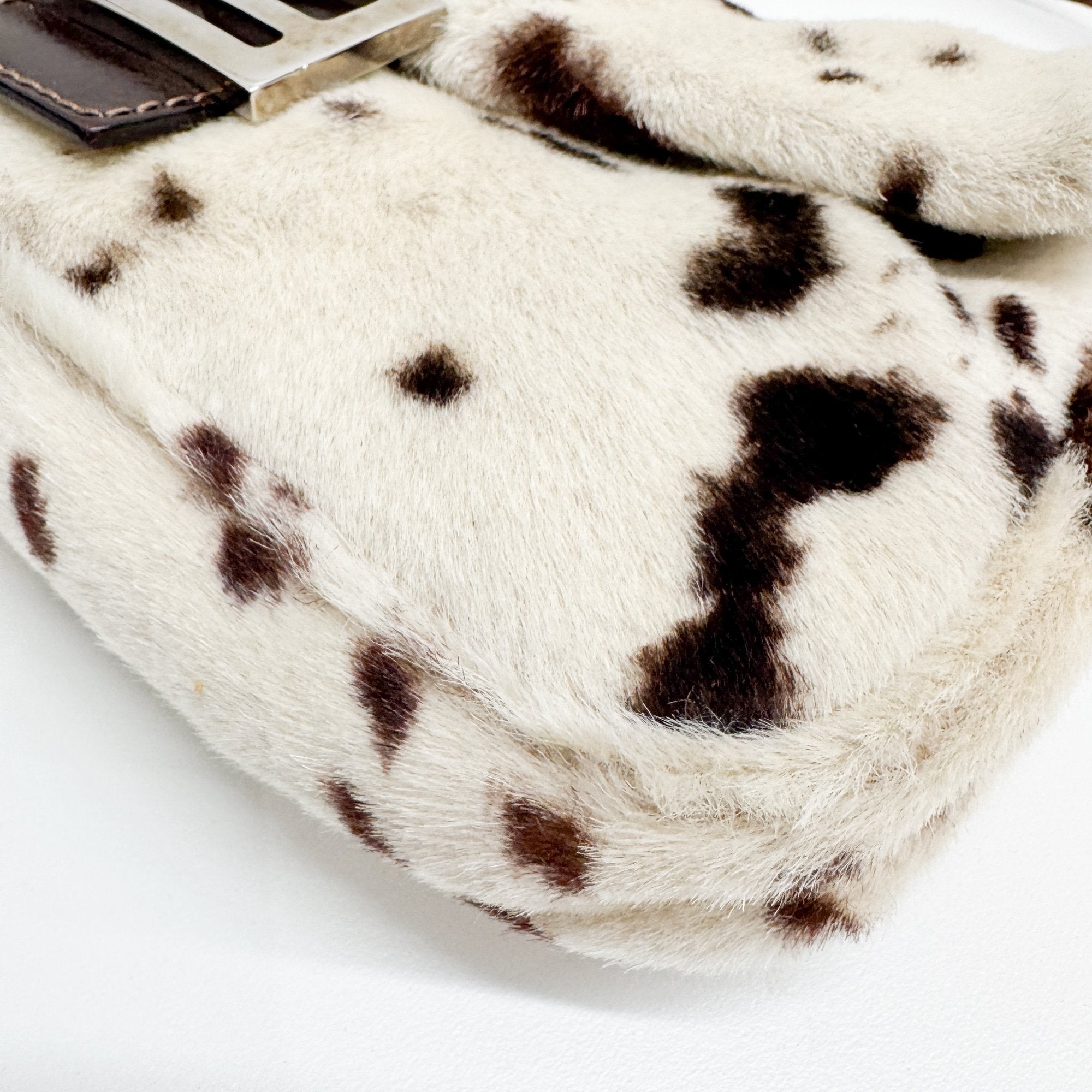 Baguette White Dalmation Print Fur Shoulder Bag