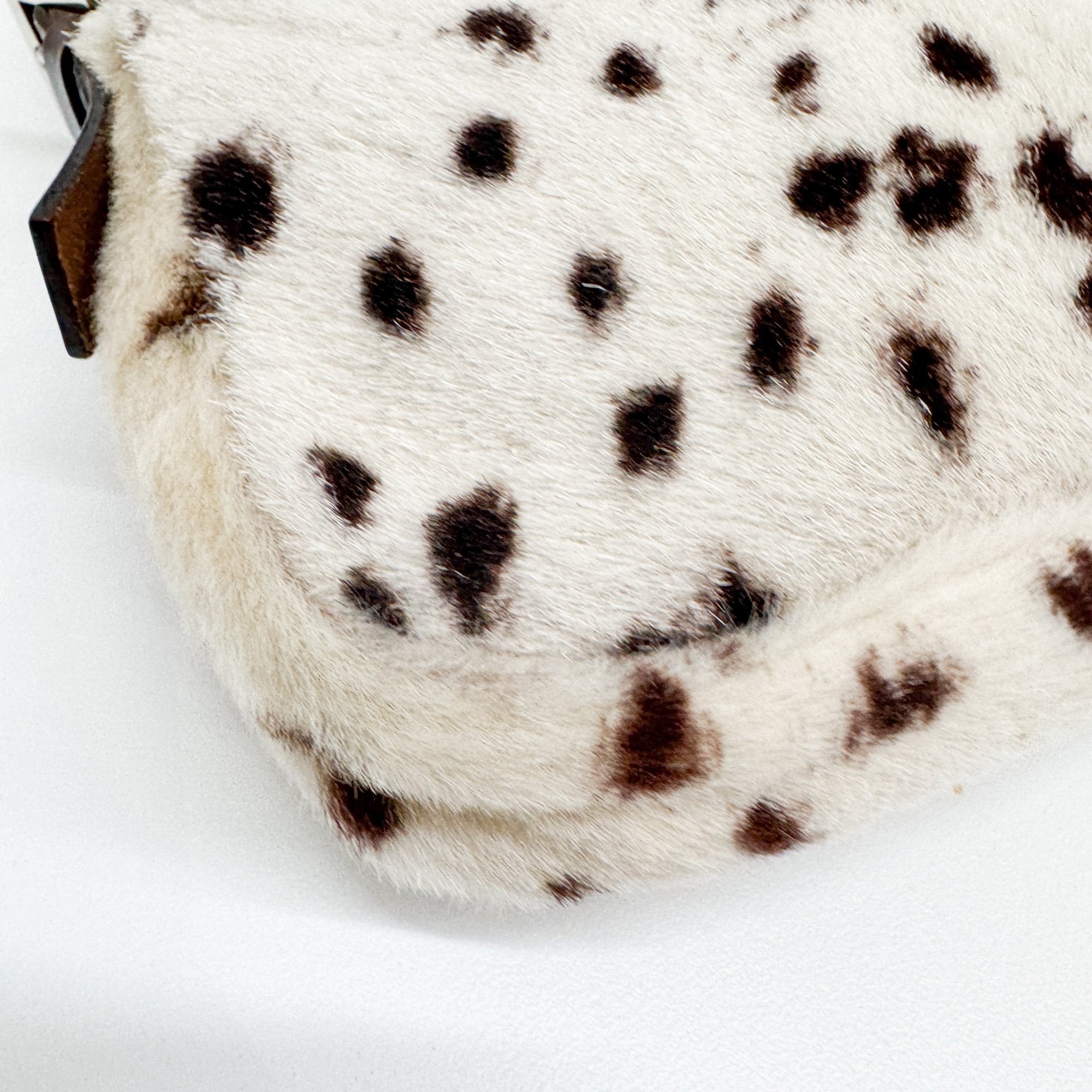 Baguette White Dalmation Print Fur Shoulder Bag