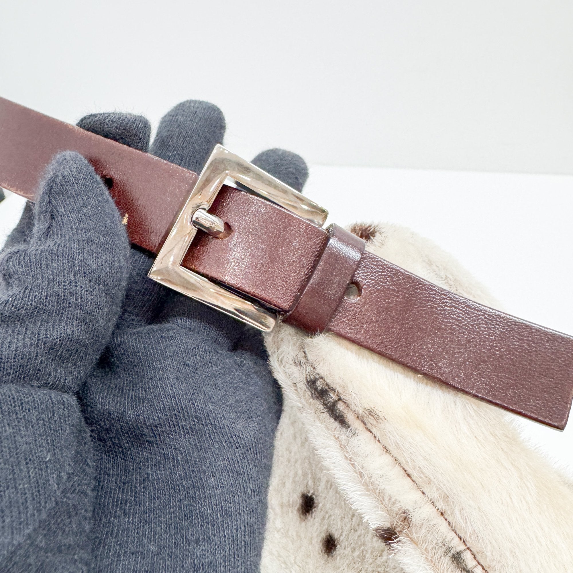 Baguette White Dalmation Print Fur Shoulder Bag