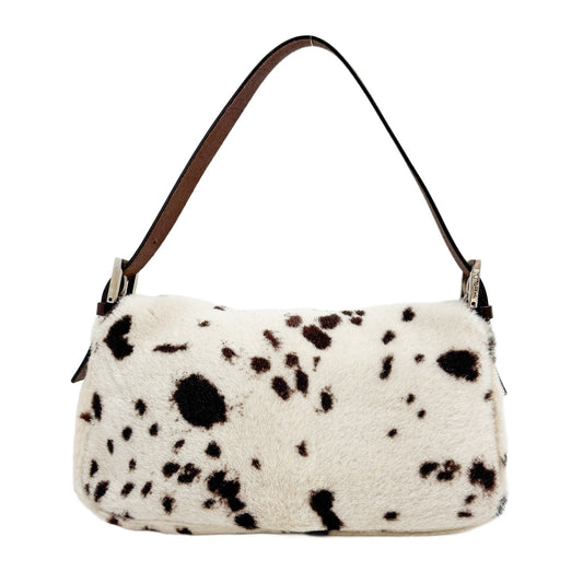 Baguette White Dalmation Print Fur Shoulder Bag