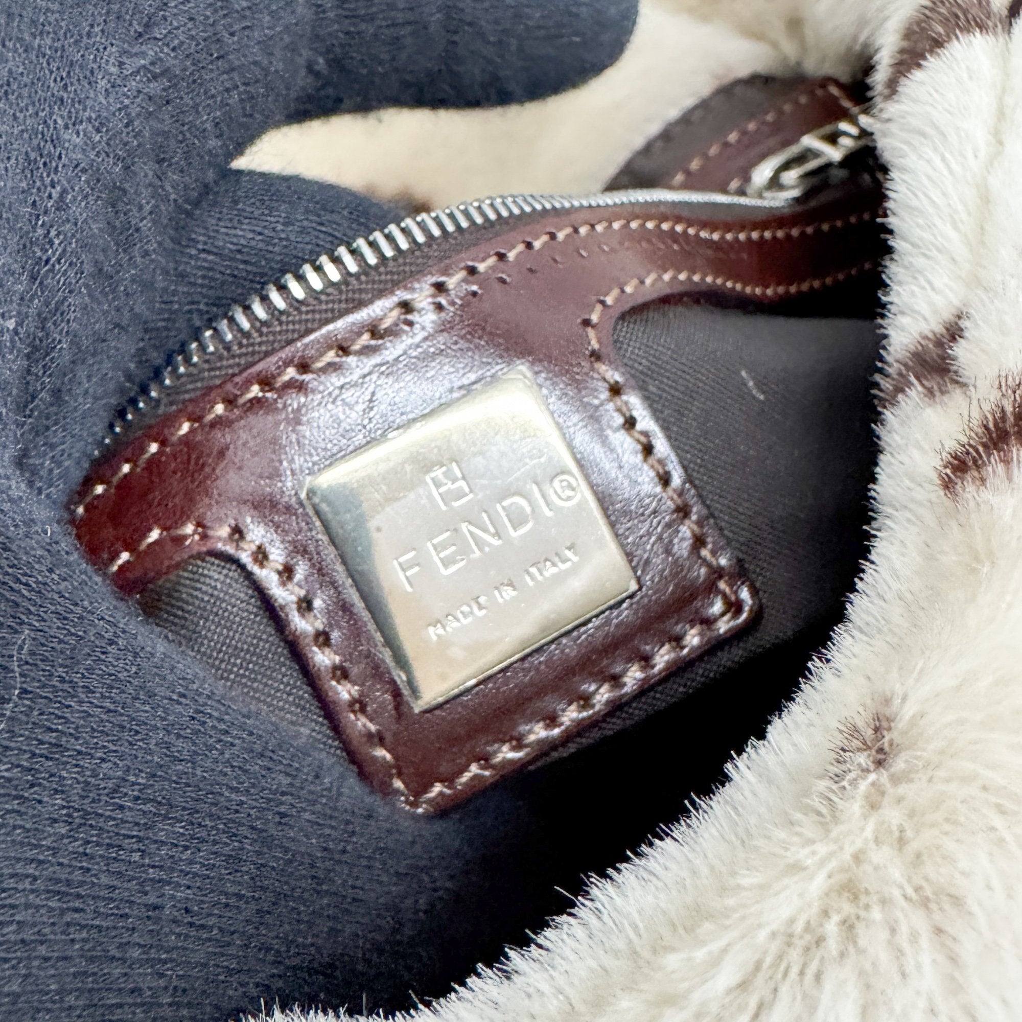 Baguette White Dalmation Print Fur Shoulder Bag