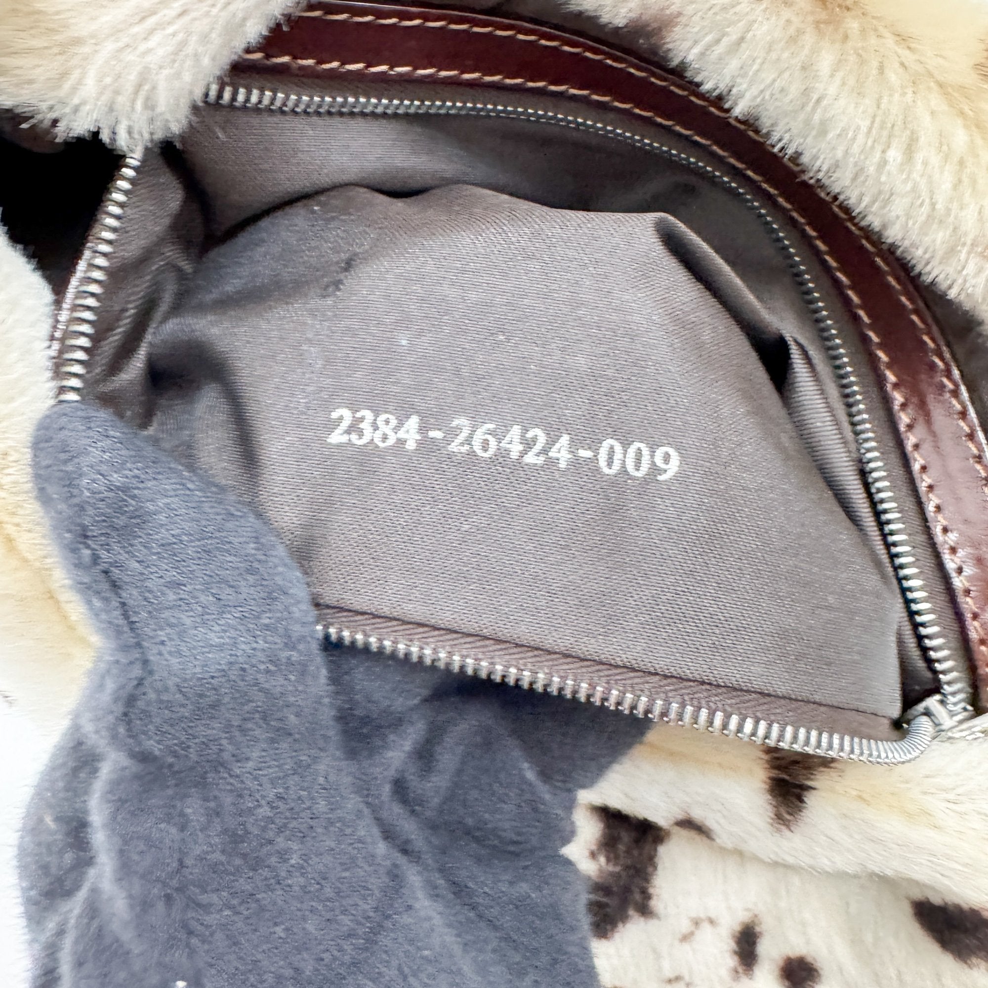 Baguette White Dalmation Print Fur Shoulder Bag