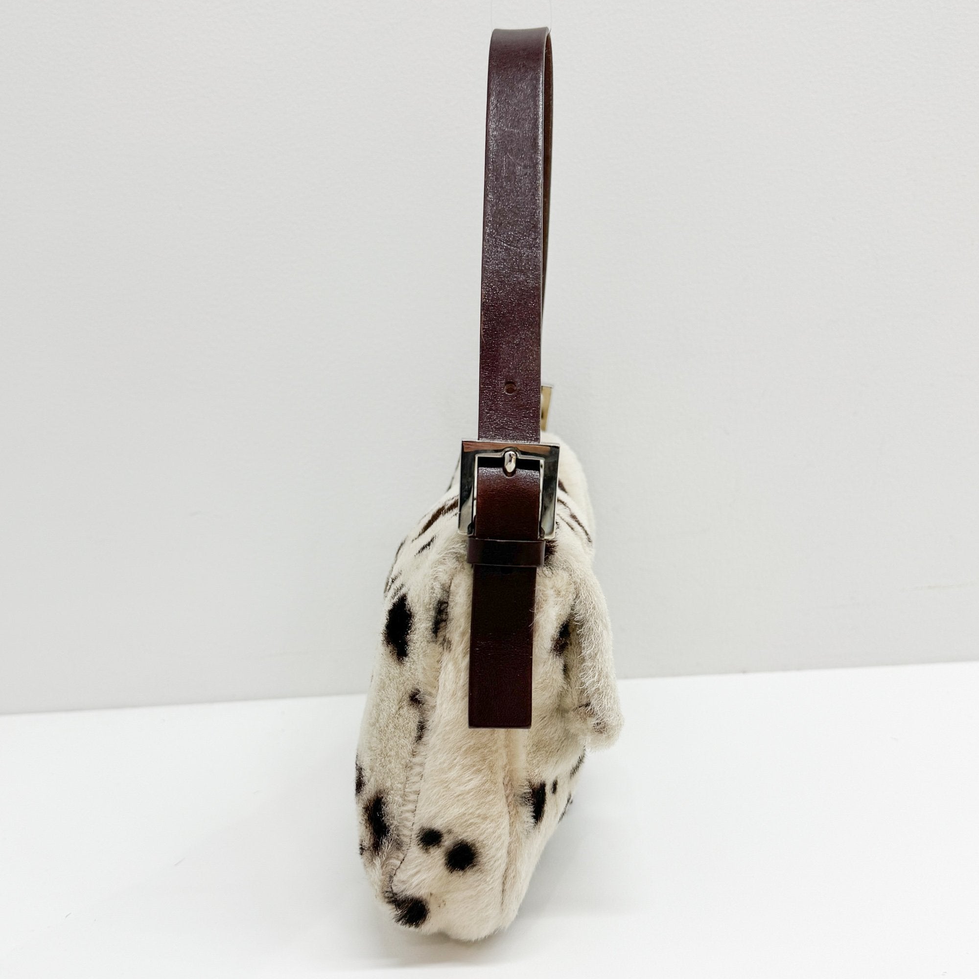 Baguette White Dalmation Print Fur Shoulder Bag