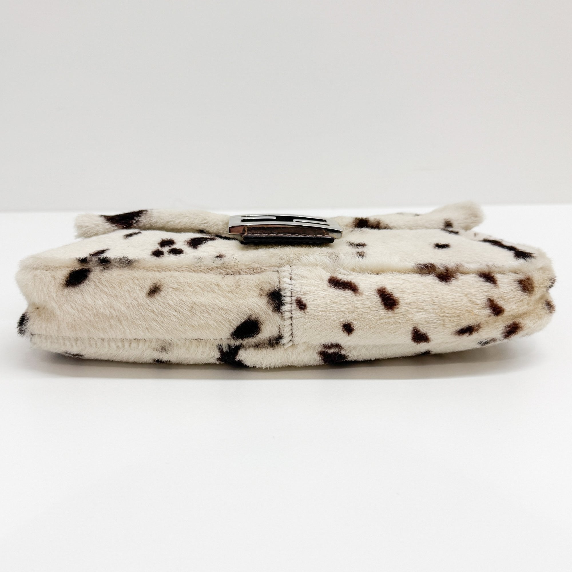 Baguette White Dalmation Print Fur Shoulder Bag
