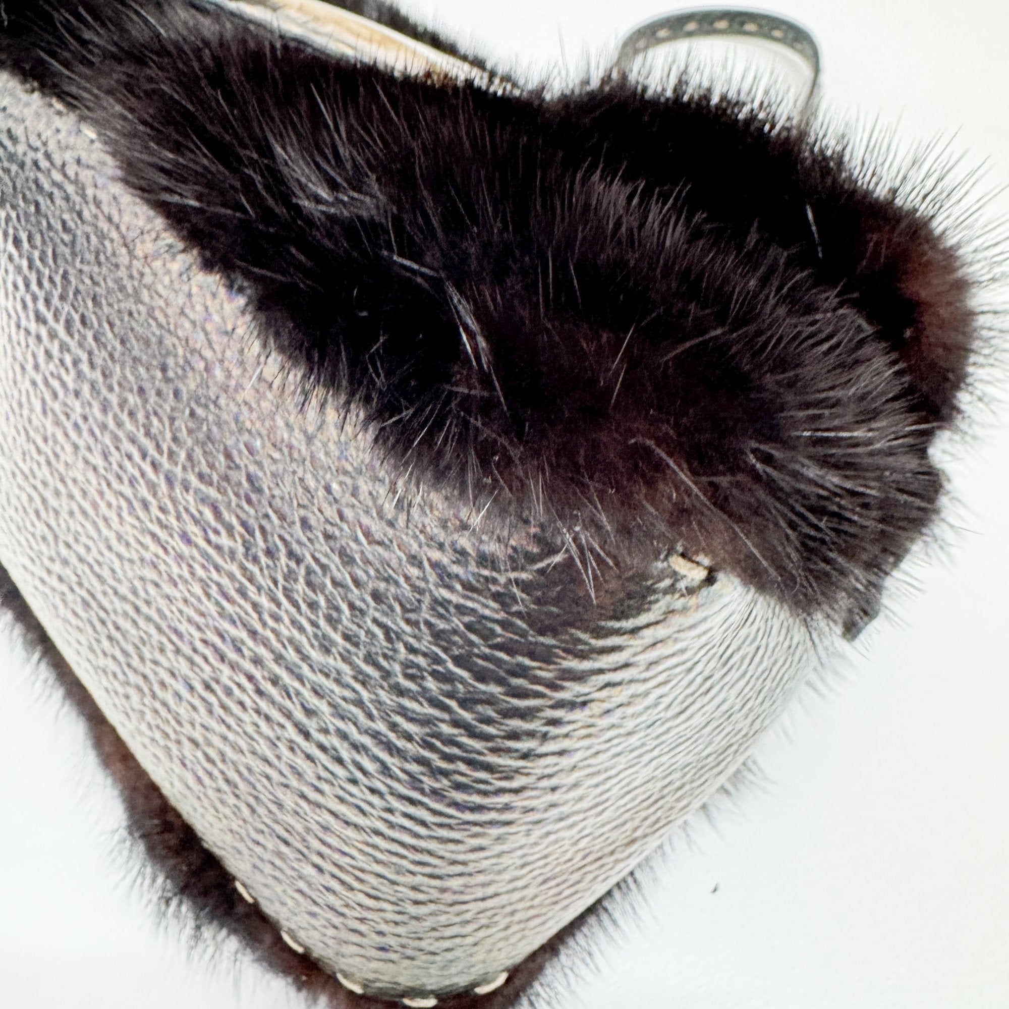 Mini Mamma Baguette Black Fur Shoulder Bag