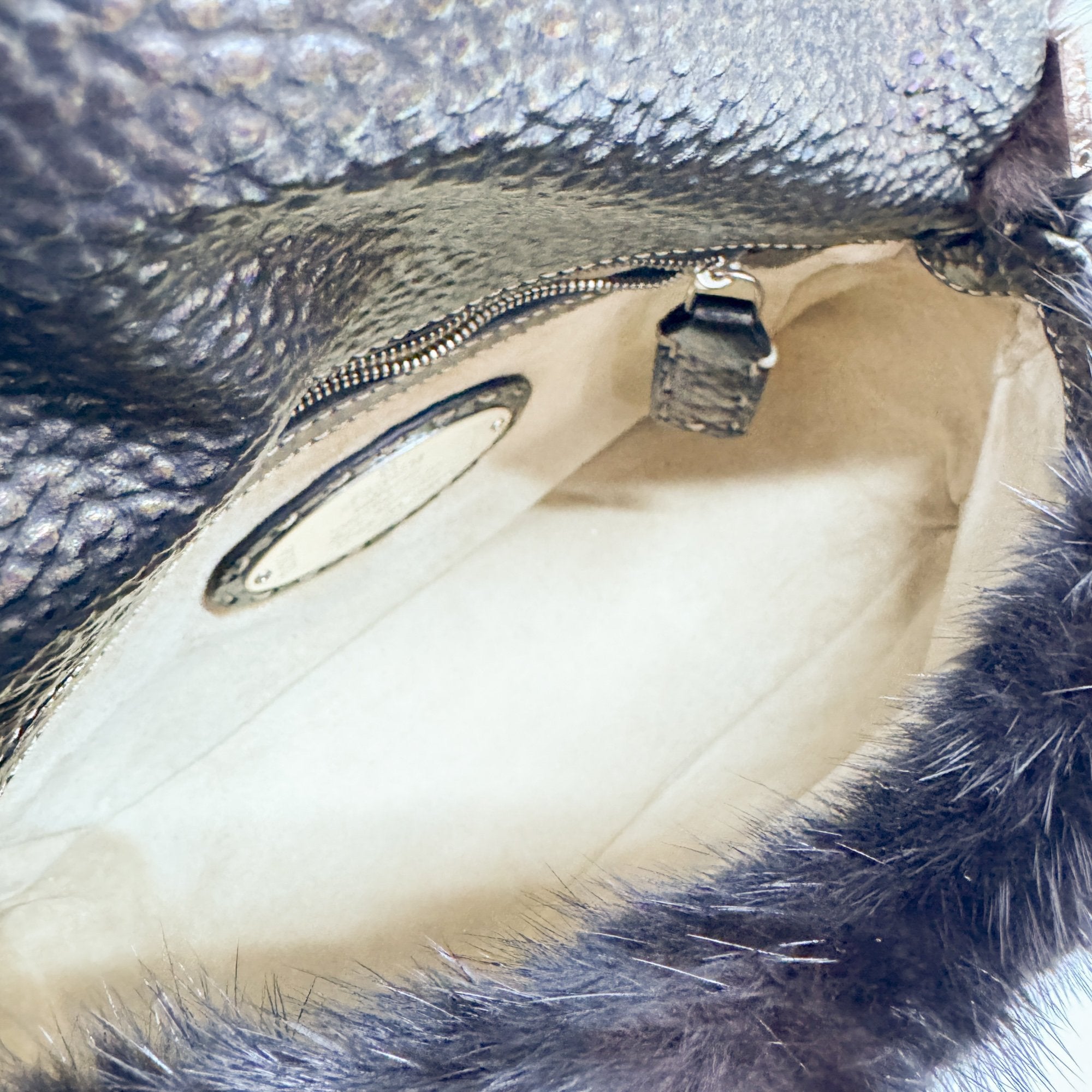 Mini Mamma Baguette Black Fur Shoulder Bag