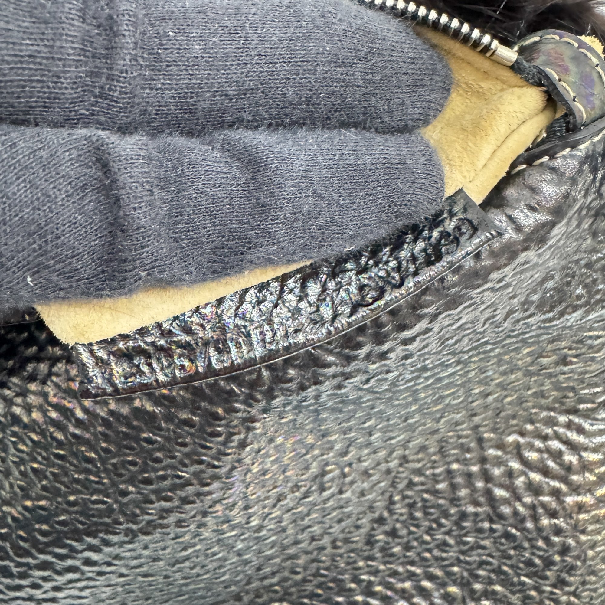 Mini Mamma Baguette Black Fur Shoulder Bag