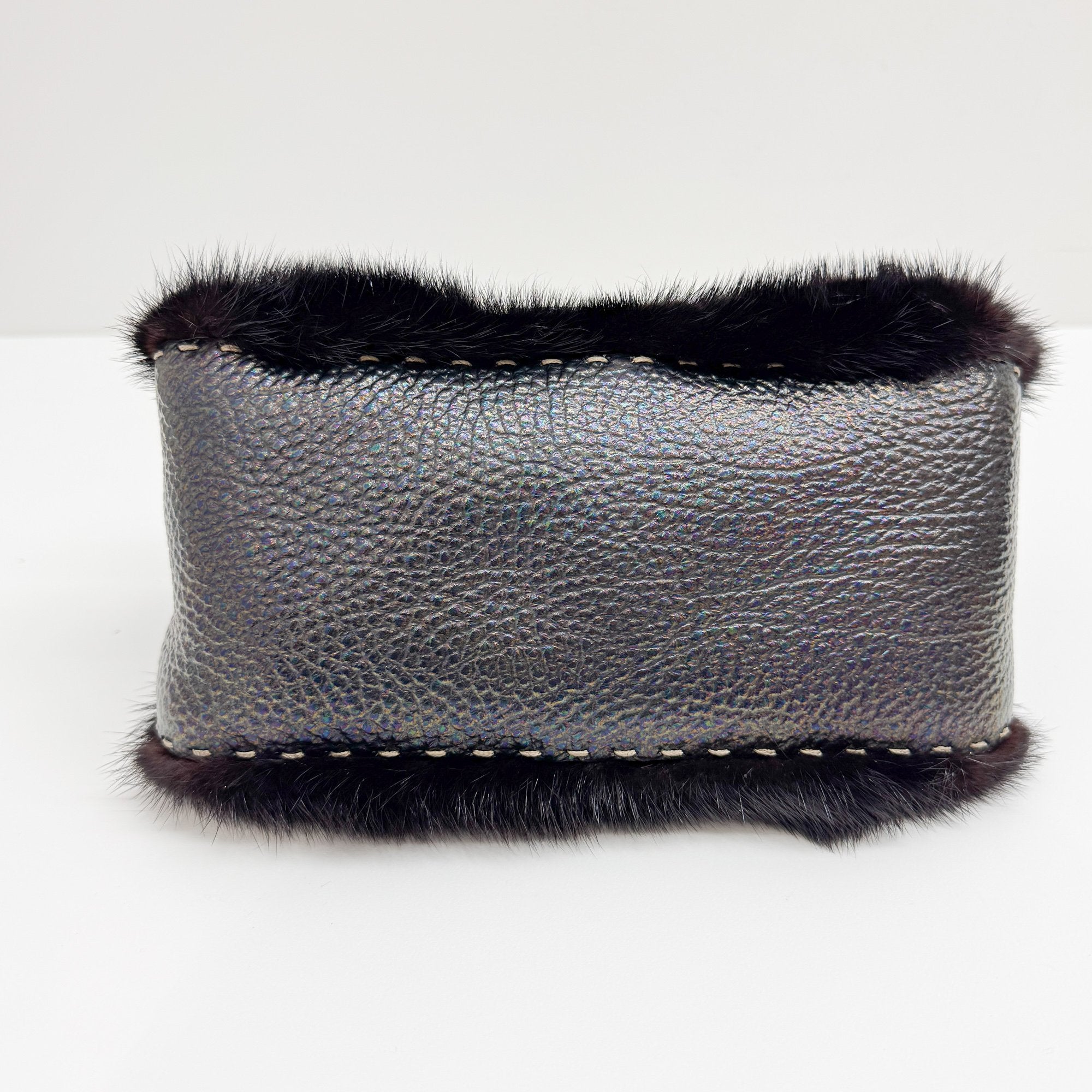 Mini Mamma Baguette Black Fur Shoulder Bag