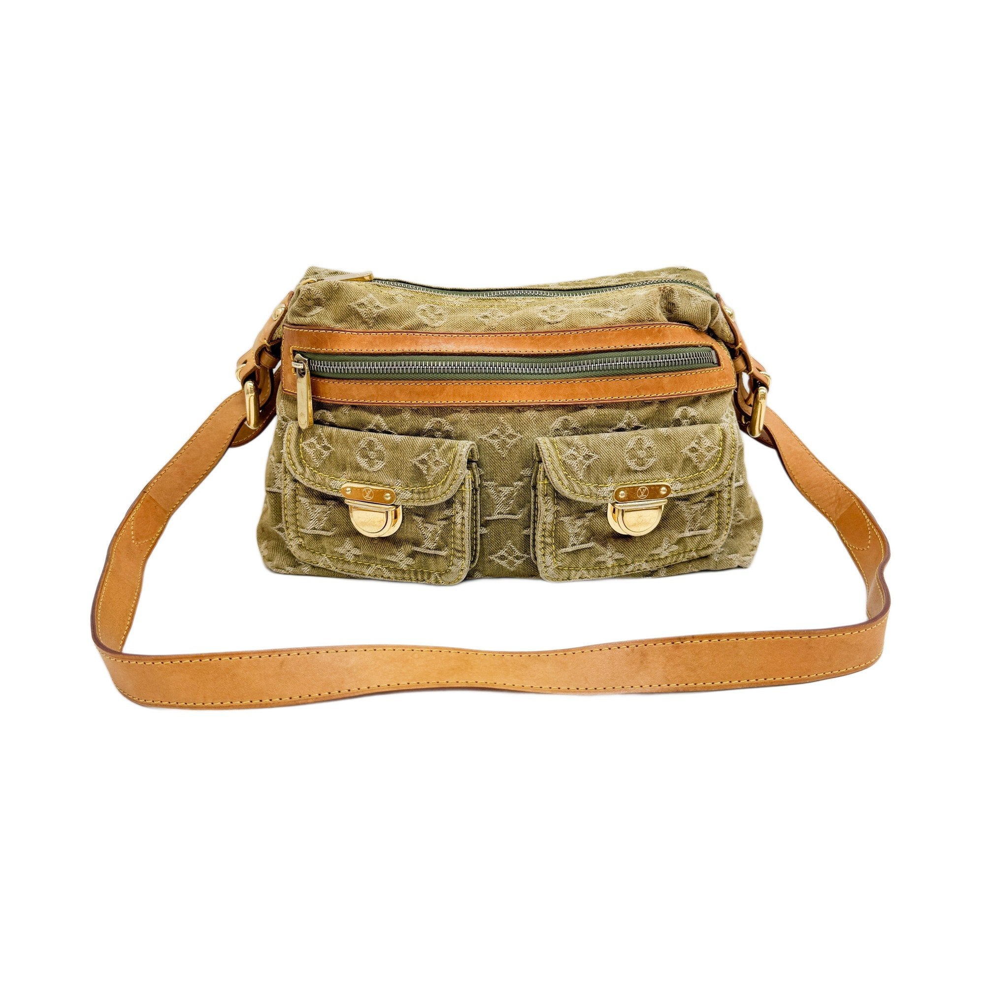 Baggy Green Denim Monogram Shoulder Bag