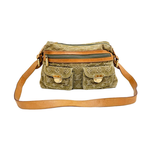 Baggy Green Denim Monogram Shoulder Bag