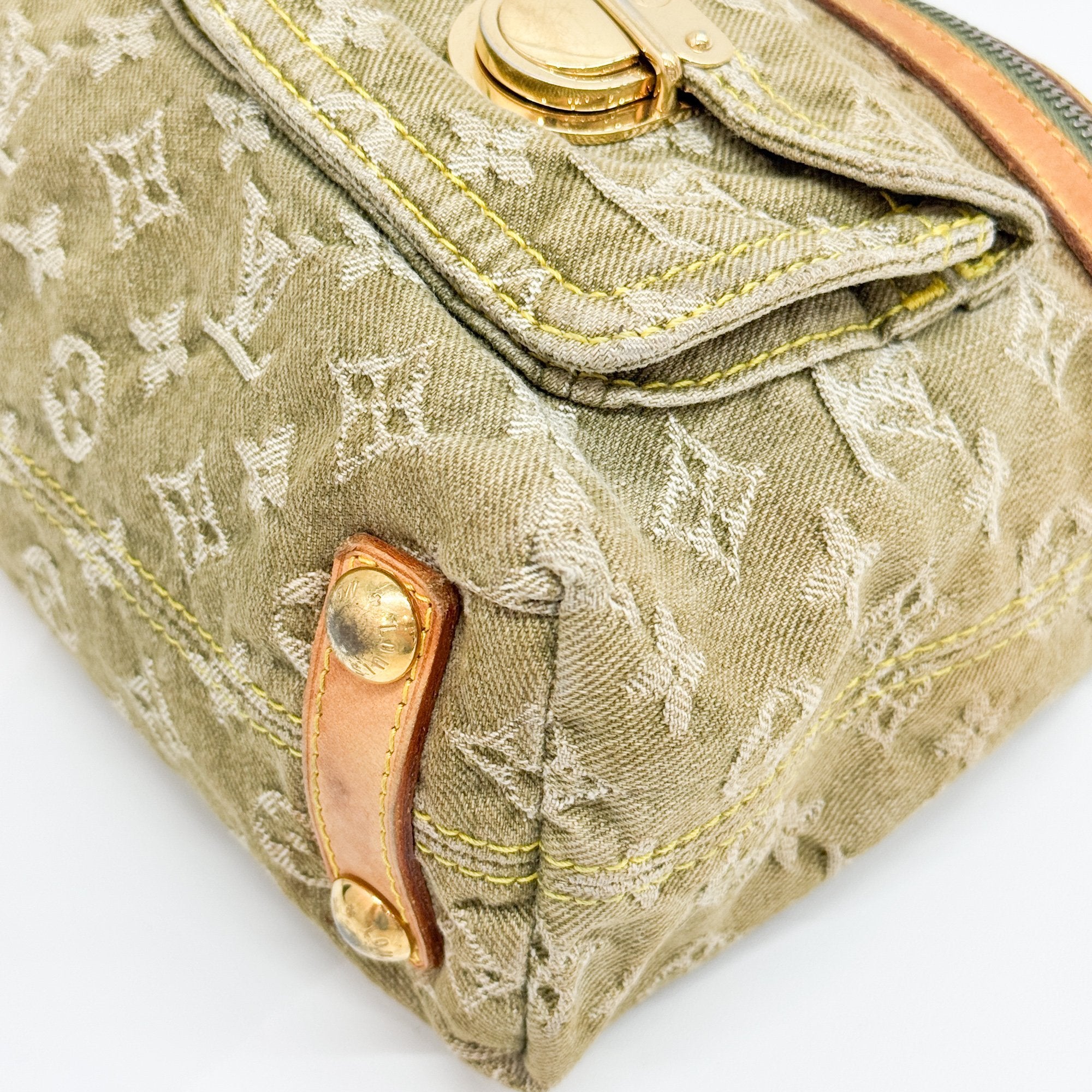 Baggy Green Denim Monogram Shoulder Bag