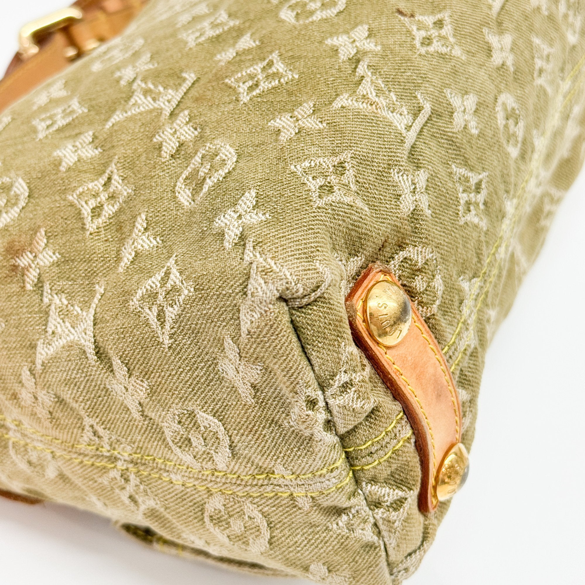 Baggy Green Denim Monogram Shoulder Bag