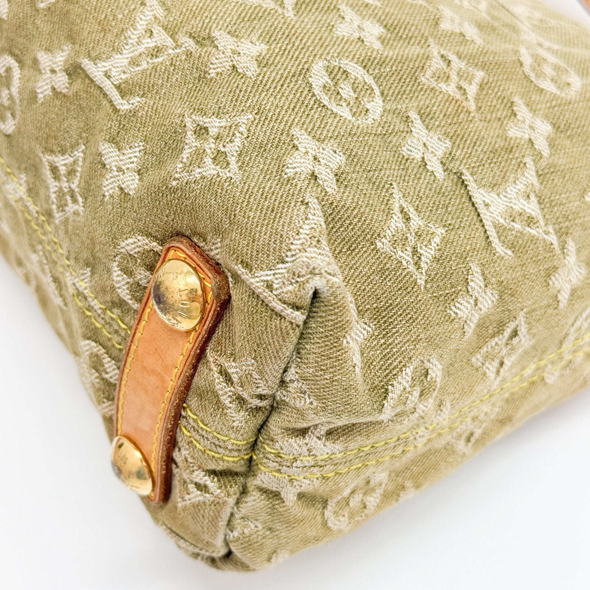 Baggy Green Denim Monogram Shoulder Bag
