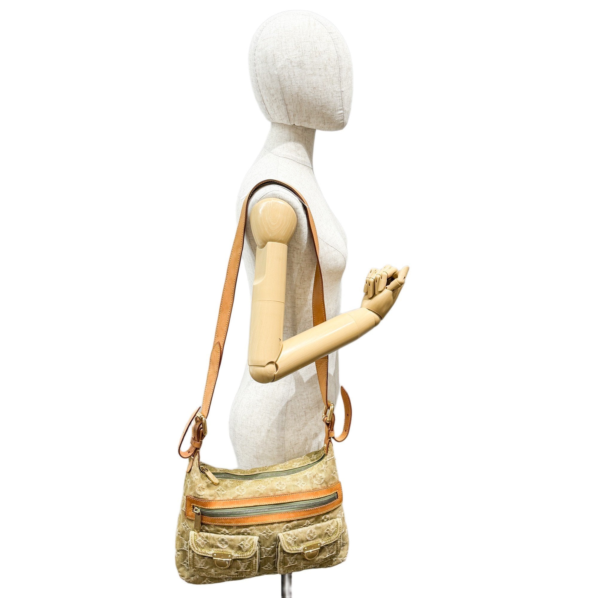 Baggy Green Denim Monogram Shoulder Bag