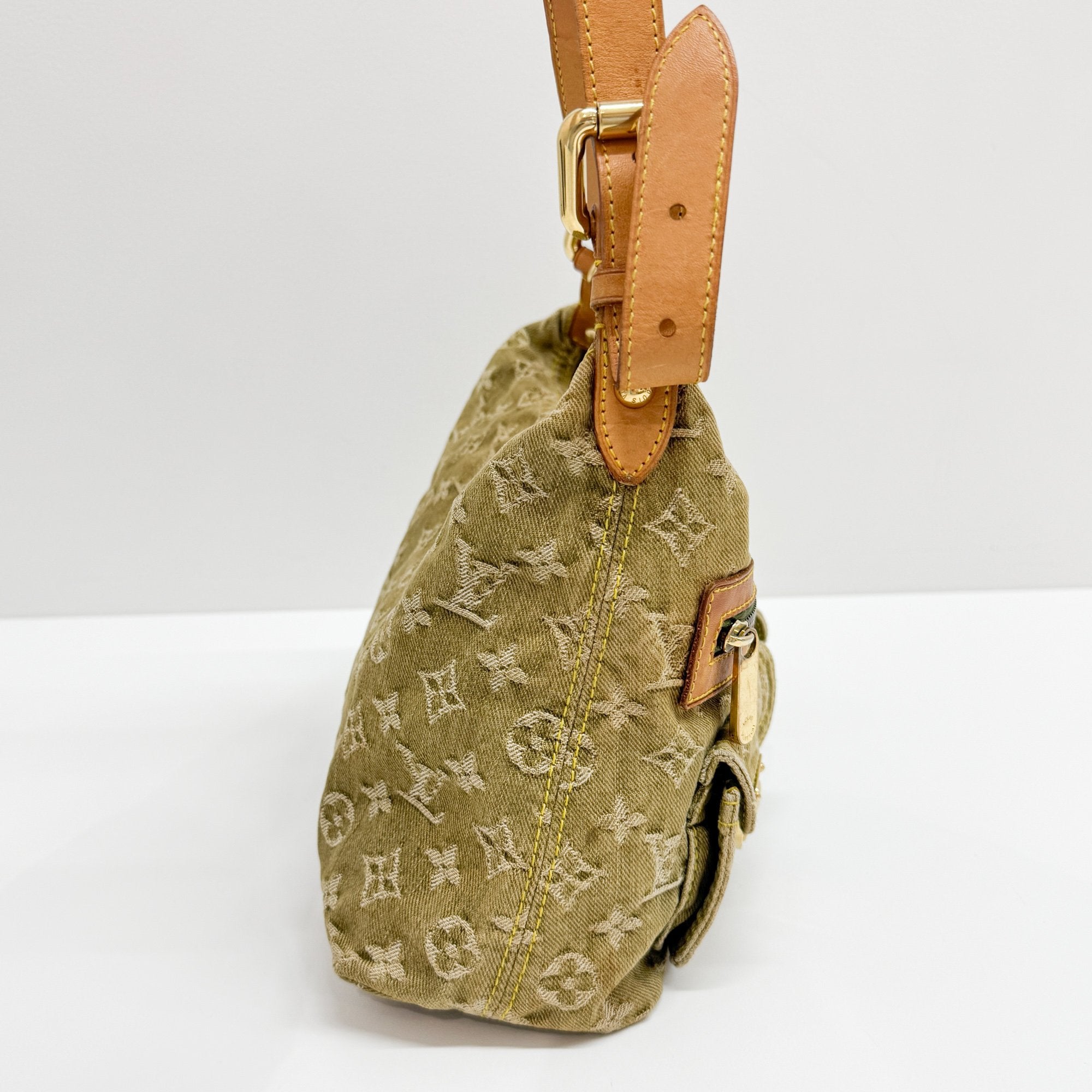 Baggy Green Denim Monogram Shoulder Bag