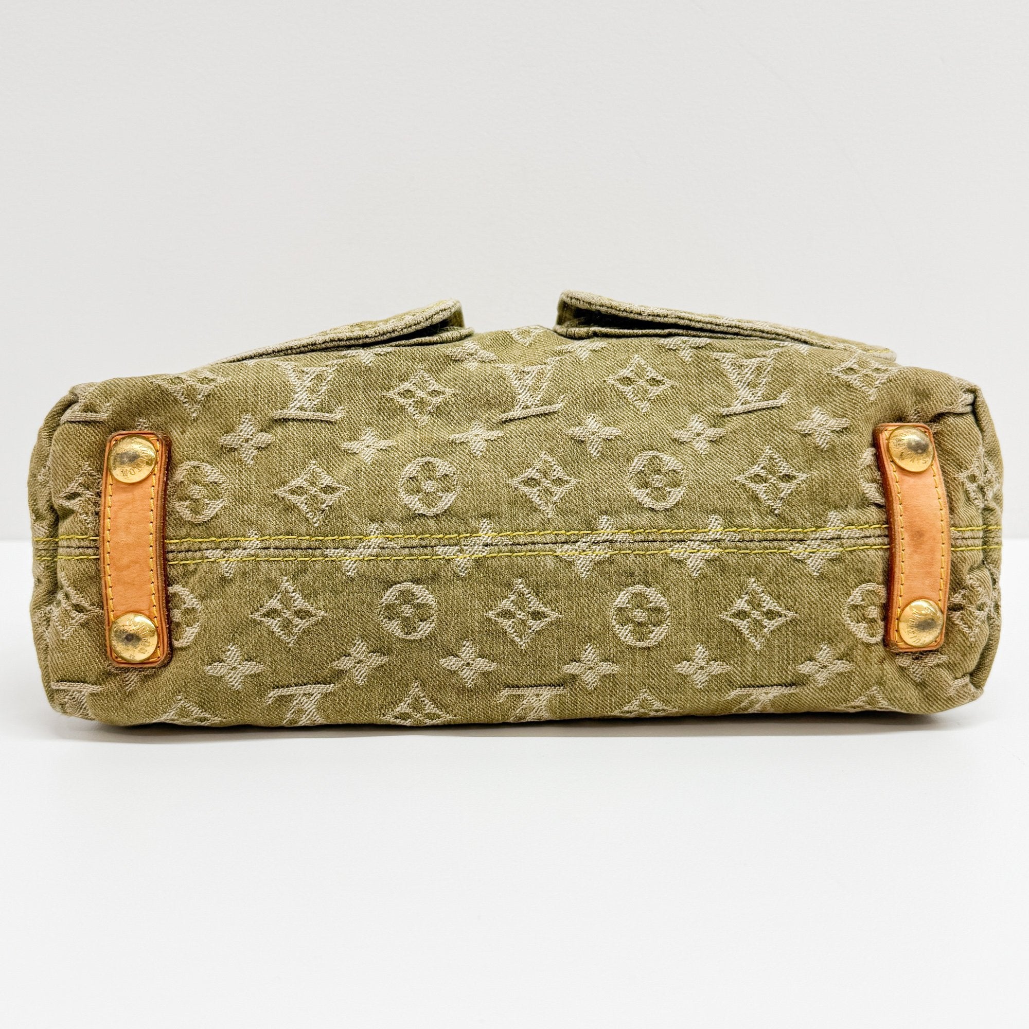 Baggy Green Denim Monogram Shoulder Bag