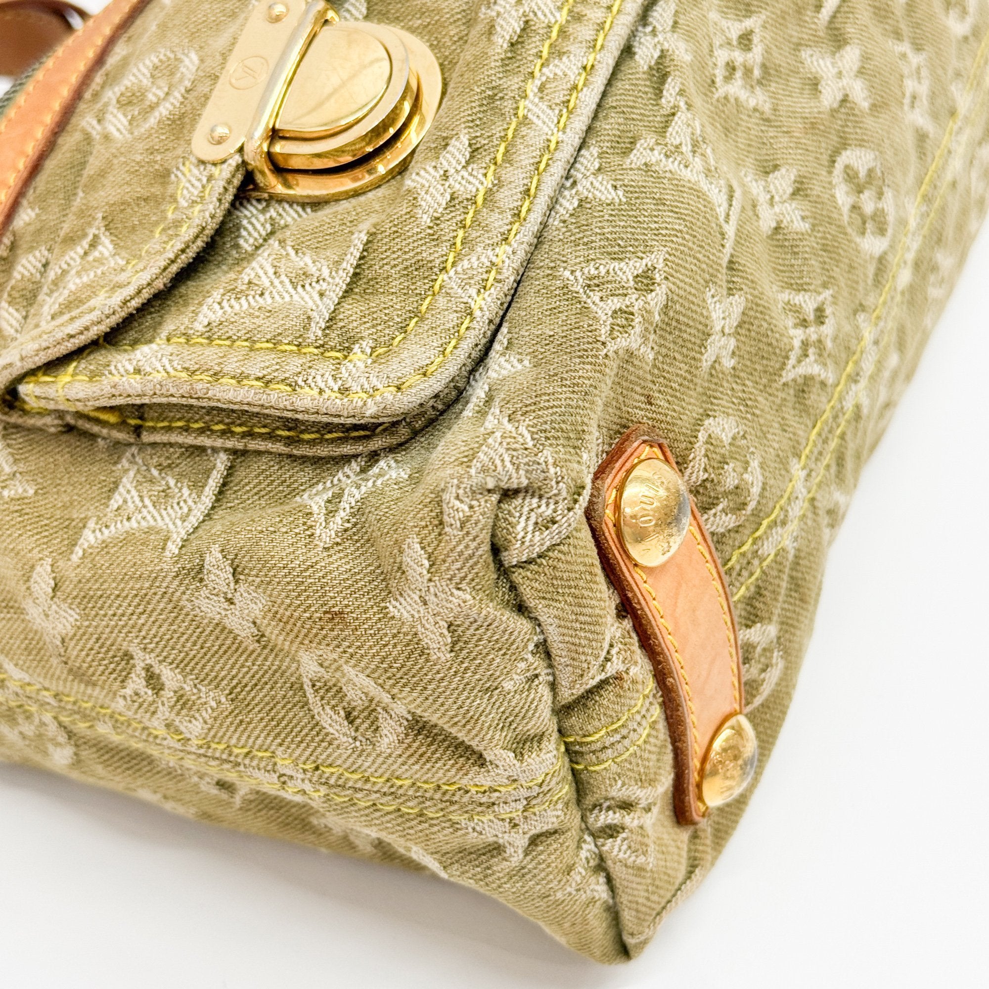 Baggy Green Denim Monogram Shoulder Bag