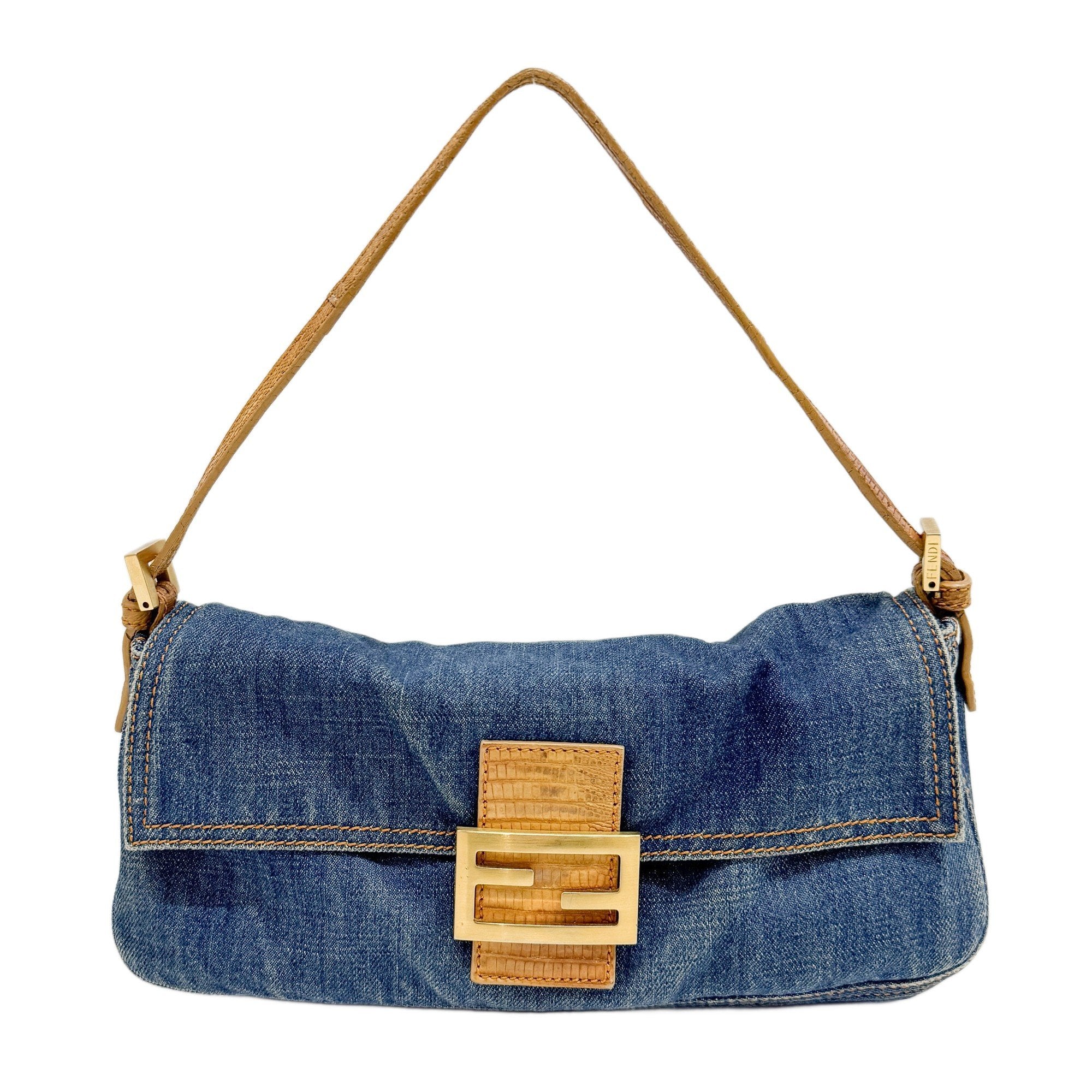 Baguette Blue Denim Shoulder Bag