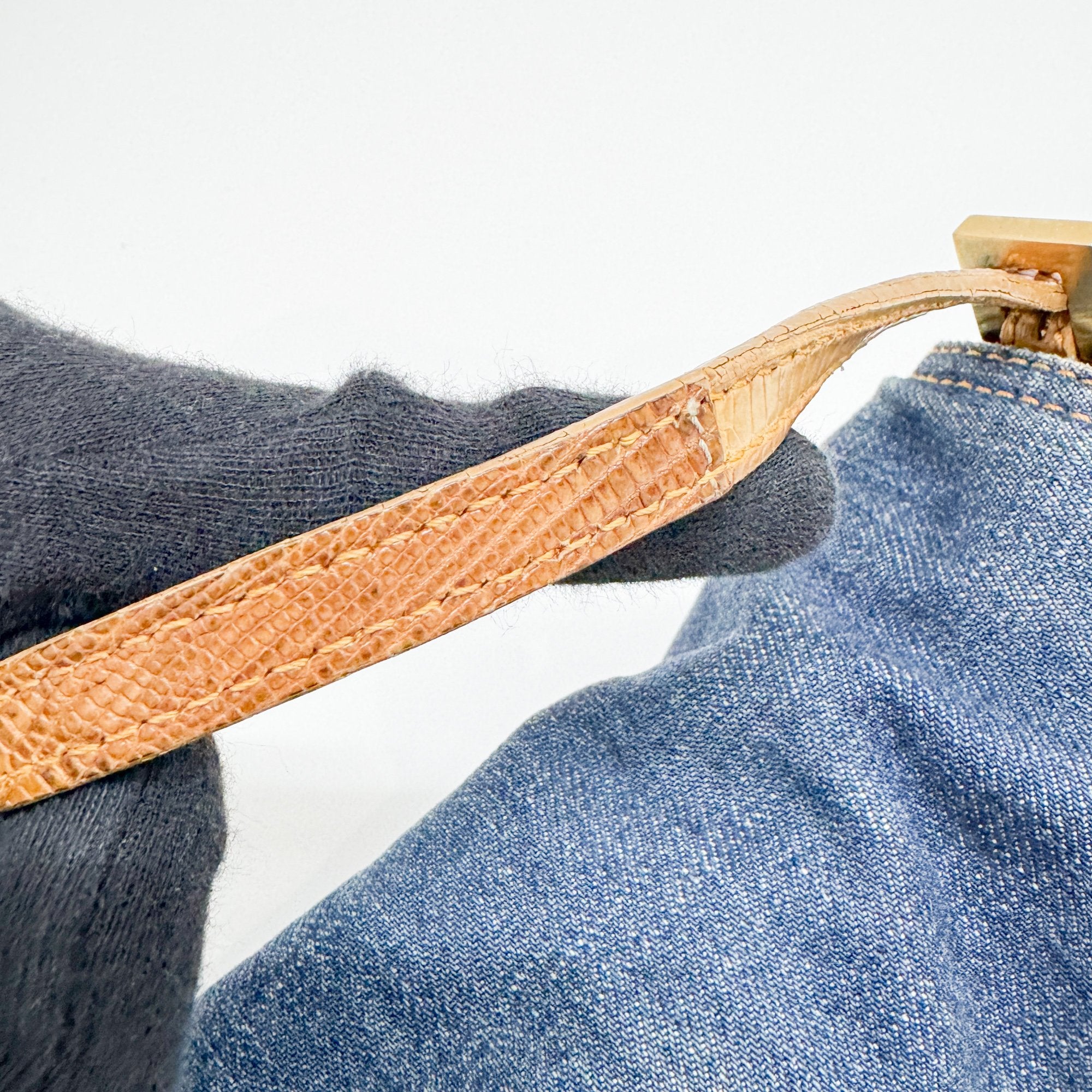 Baguette Blue Denim Shoulder Bag