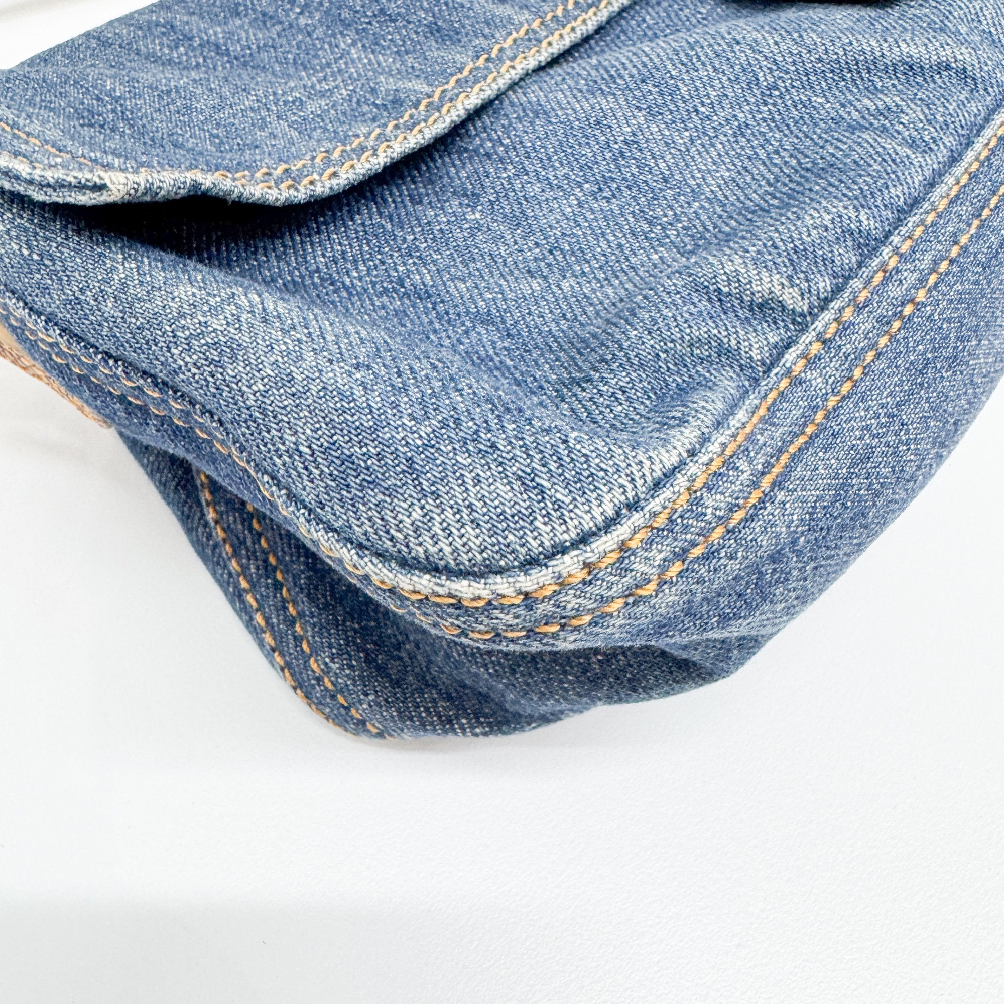 Baguette Blue Denim Shoulder Bag