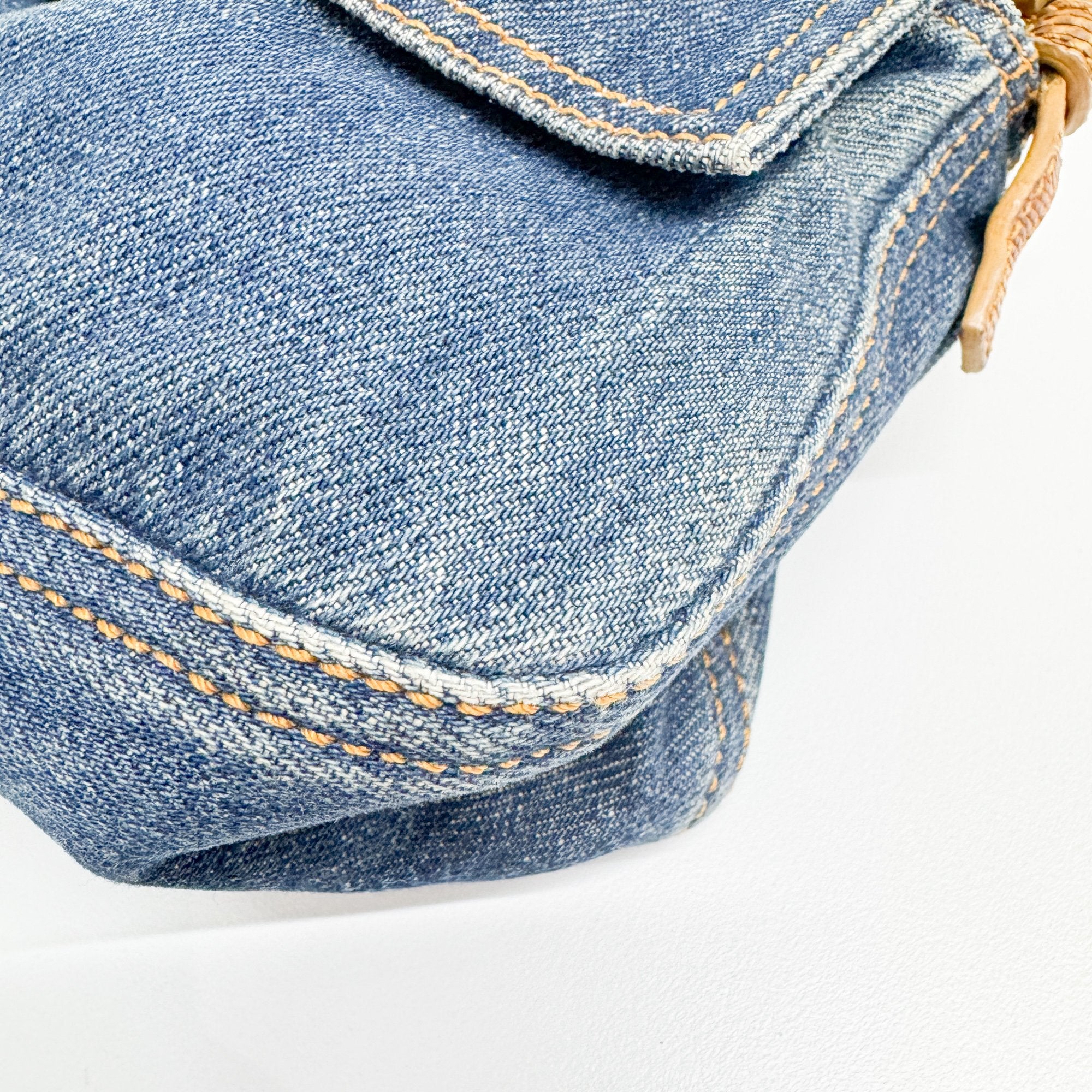 Baguette Blue Denim Shoulder Bag