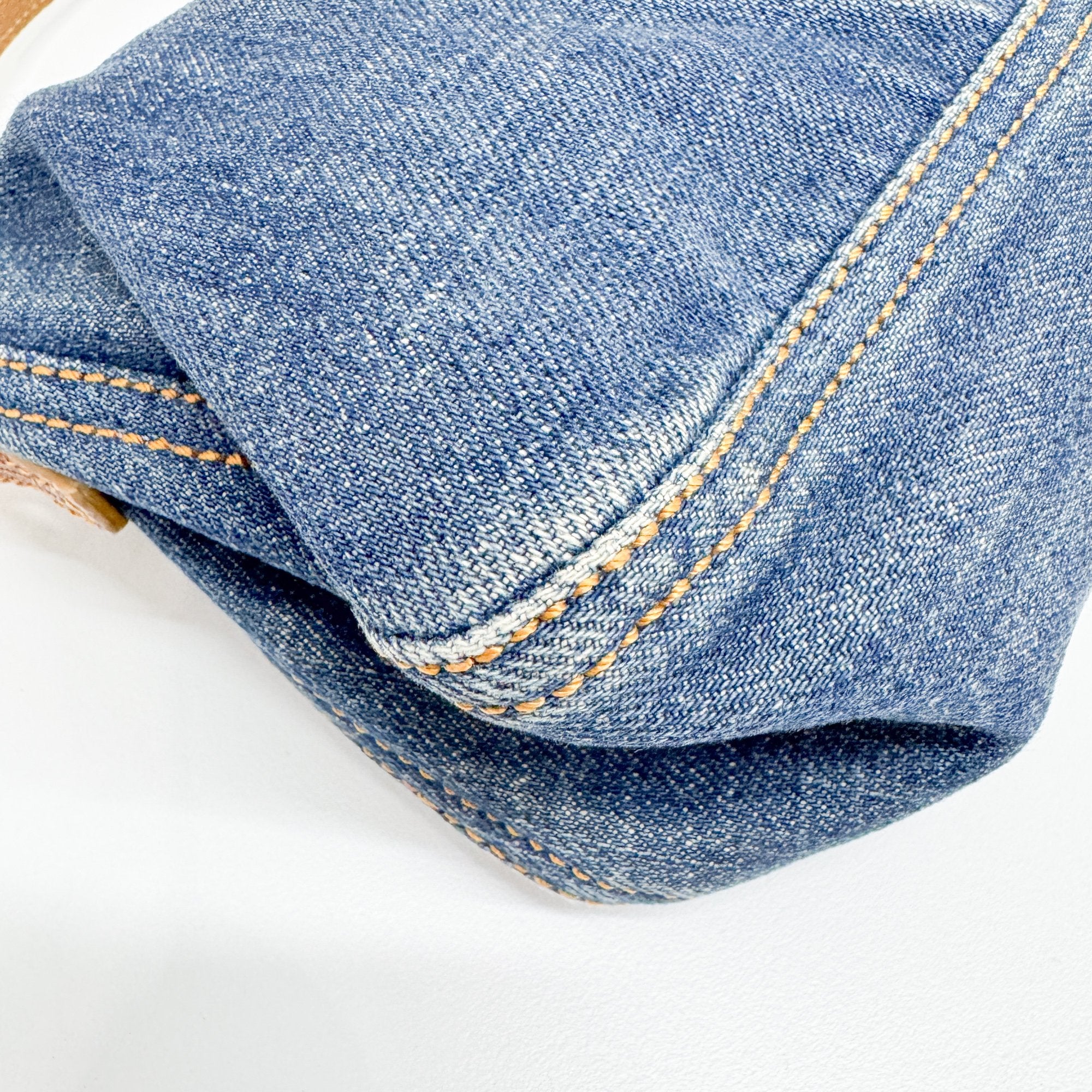 Baguette Blue Denim Shoulder Bag