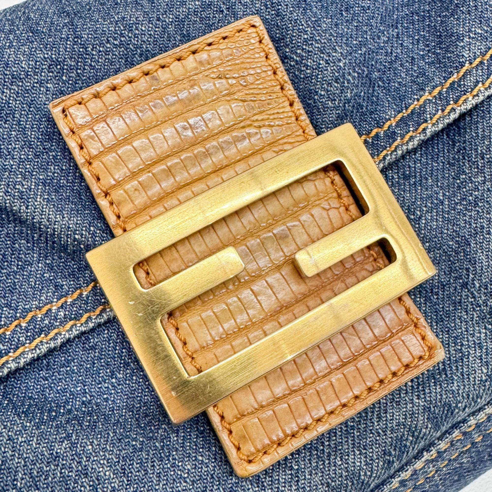 Baguette Blue Denim Shoulder Bag