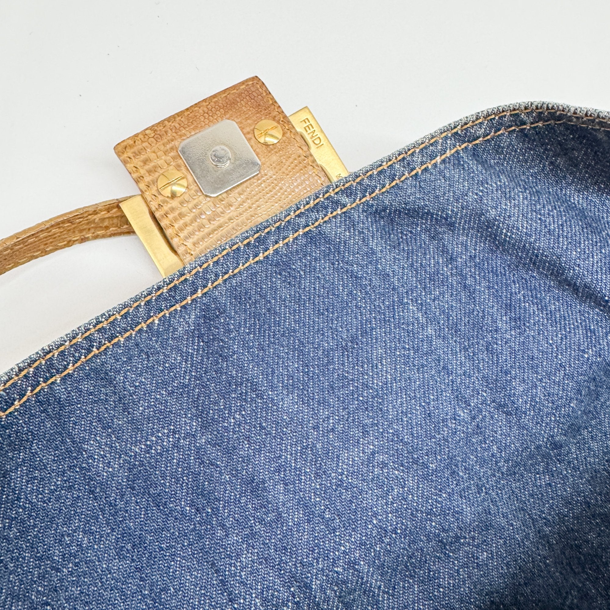 Baguette Blue Denim Shoulder Bag