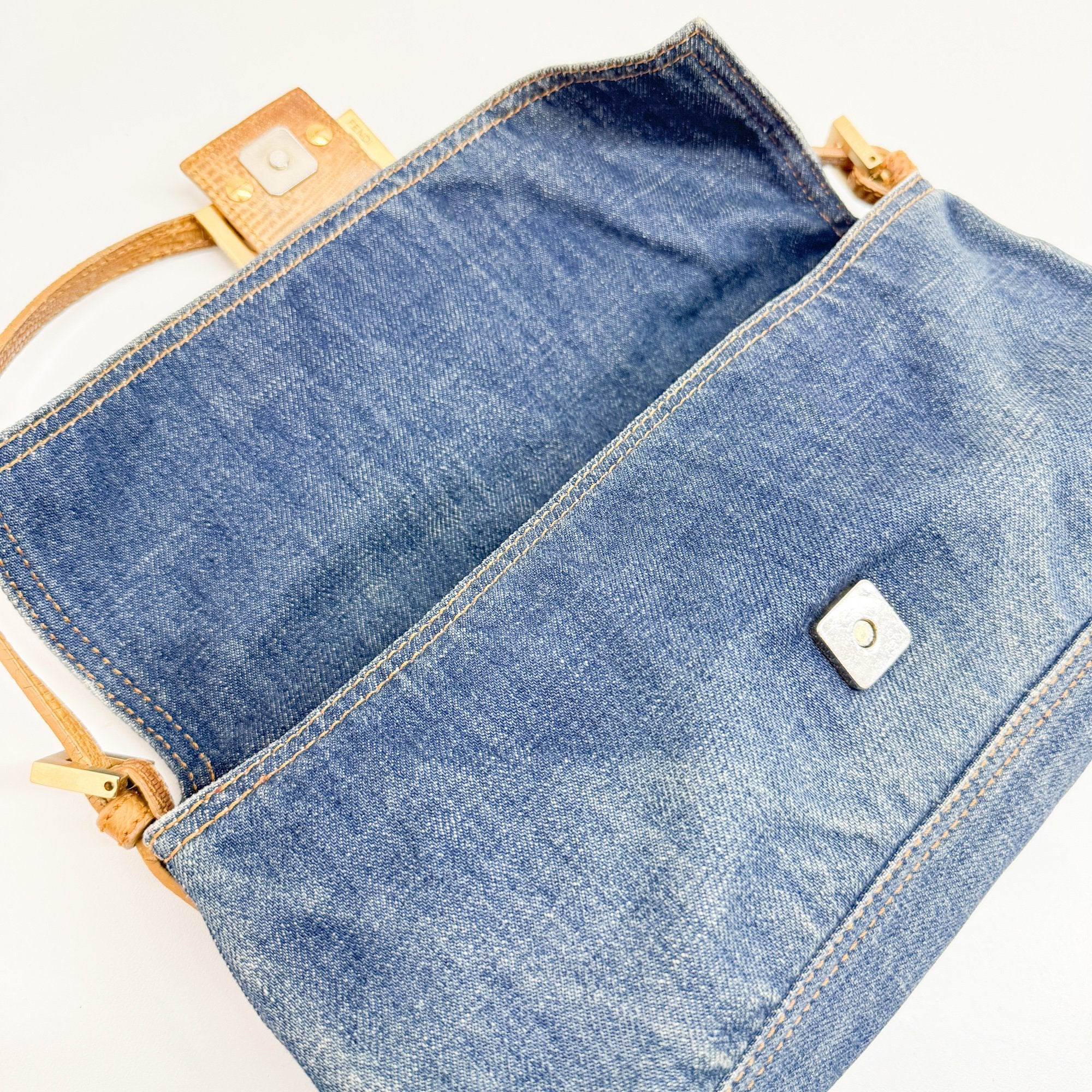 Baguette Blue Denim Shoulder Bag