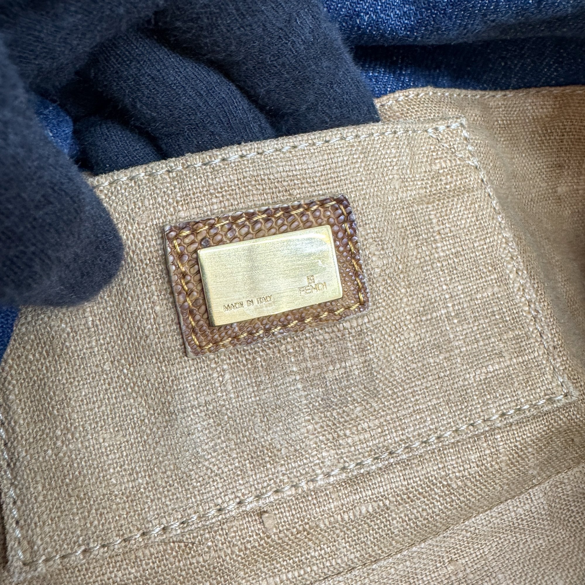 Baguette Blue Denim Shoulder Bag